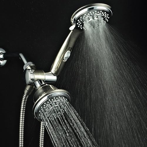 Miniatura 4 de HotelSpa - Combo de cabezal de regaderaregadera de mano de 2 tonos (cromoacabado de níquel cepillado) de lujo de colección de diseñador con 30