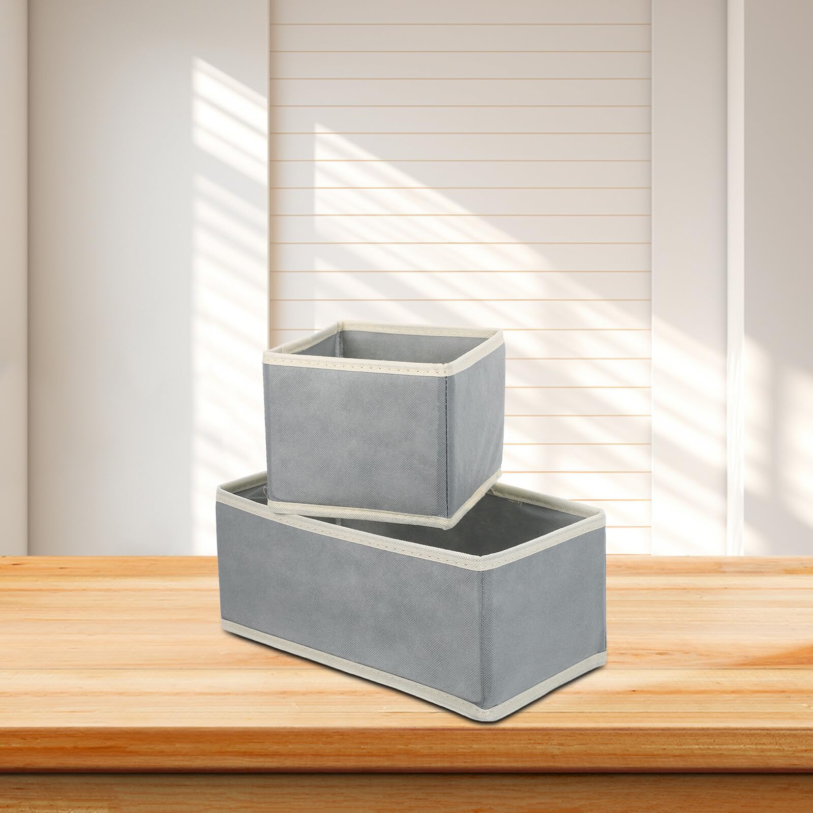 12 Stück Faltbare Aufbewahrungsboxen aus Stoff Schubladenorganizer für Kleidung und Unterwäsche Kleiderschrank Organizer in Grau Platzsparend und Langlebig