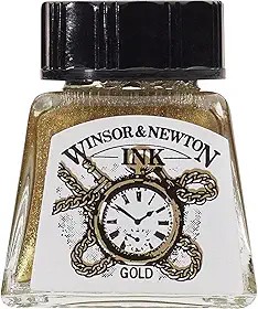 Winsor & Newton Drawing Inks Tinta para Desenho, Dourado (Gold), 14 ml