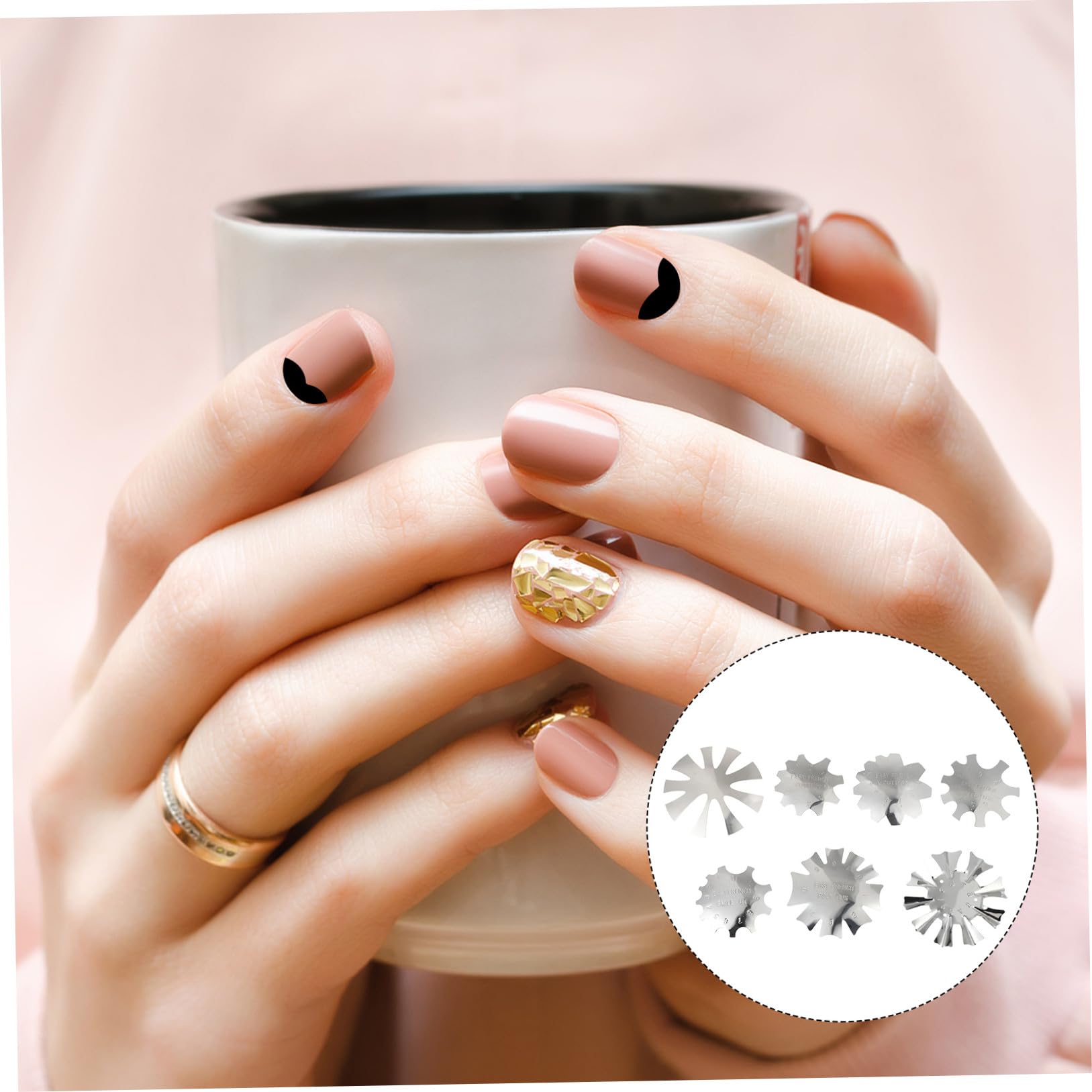 Healeved 21piezas Plantillas De Manicura De Inoxidable Para Diseño De Uñas Herramienta De Corte Para Arte De Uñas Plantillas Francesas y Estilo