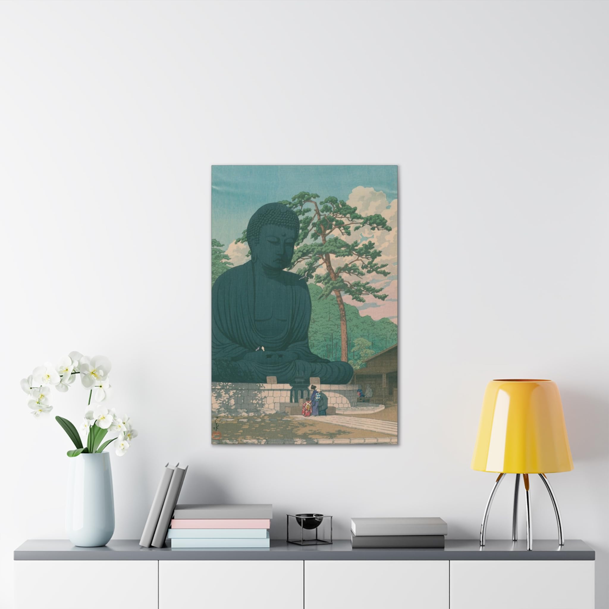 Vintage Japanese Kamakura Buddha Canvas Print - Kawase Hasui Landscape Wall Art