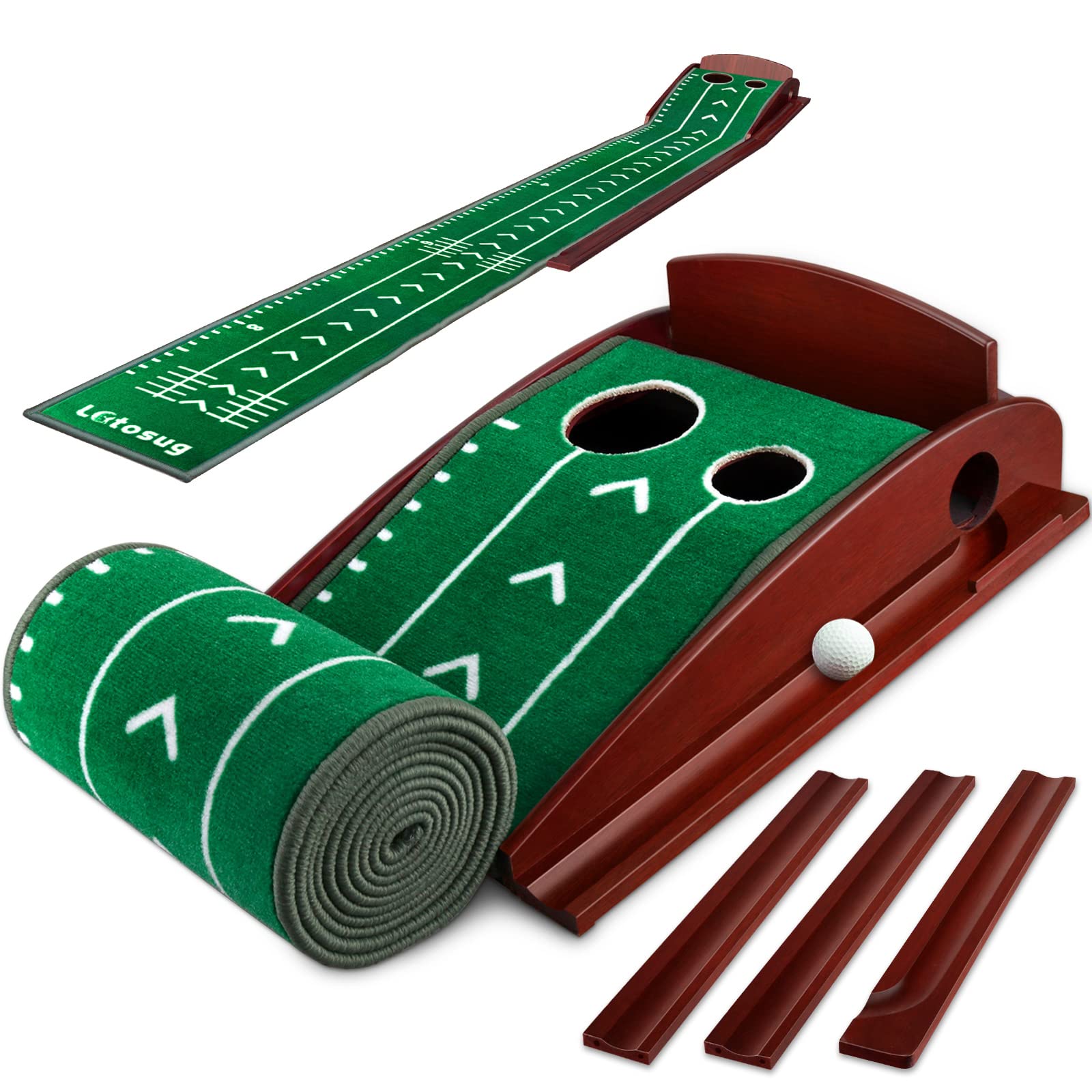 Photo 1 of **used item**
Putting Green, Putting Matt for Indoors, Putting Mat with Auto Ball Return System and 2 Holes, Golf Training and Practicing Equipment at Home or in The Office, Golf Gifts Accessories for Men