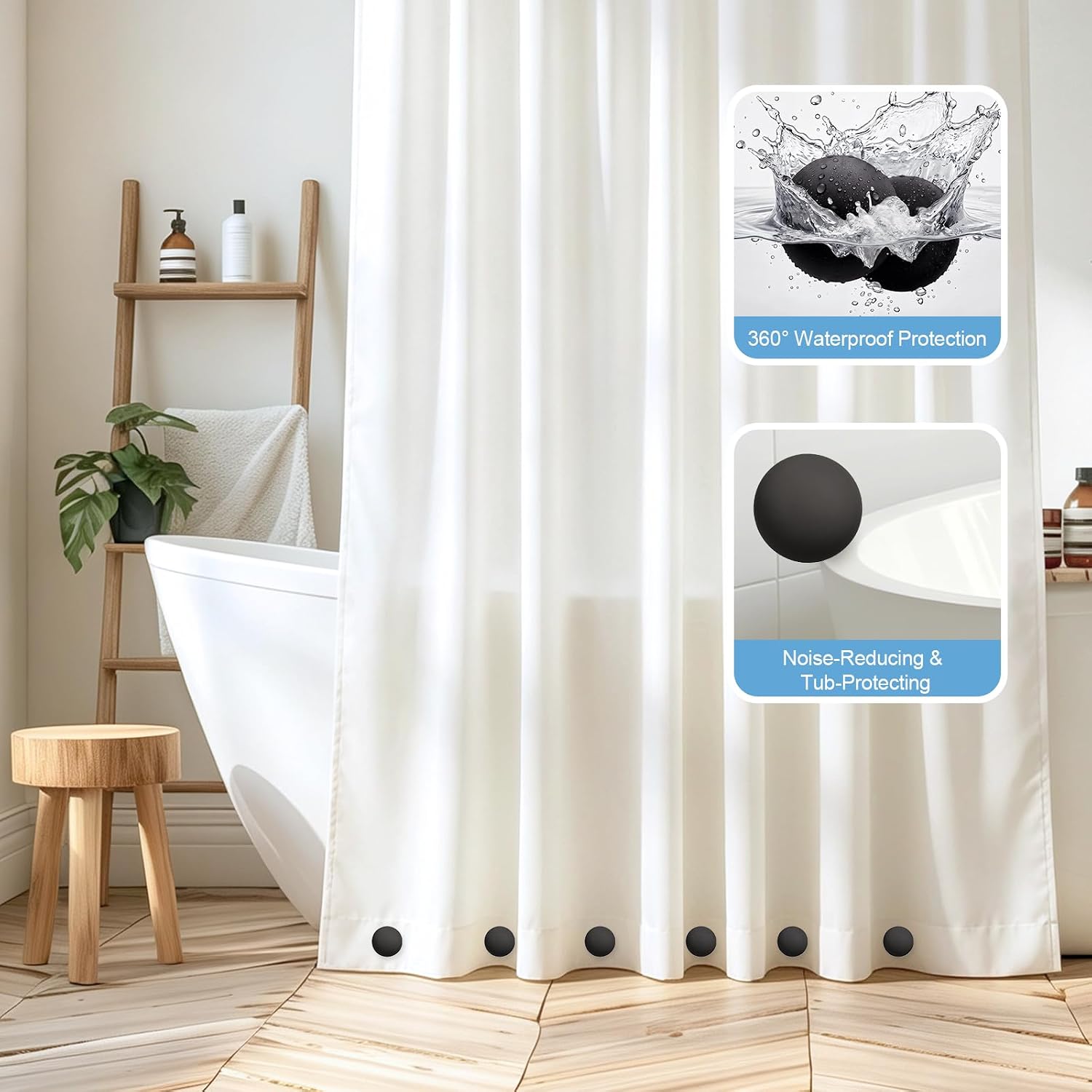 3 Pairs Shower Curtain Weights, Silicone Wrapped Heavy Duty Magnets, Rustproof and Waterproof Magnets Weights for Stable Shower Curtains, Liners Weights for Drapery, Flag, Tablecloth(Black,3 Pairs)