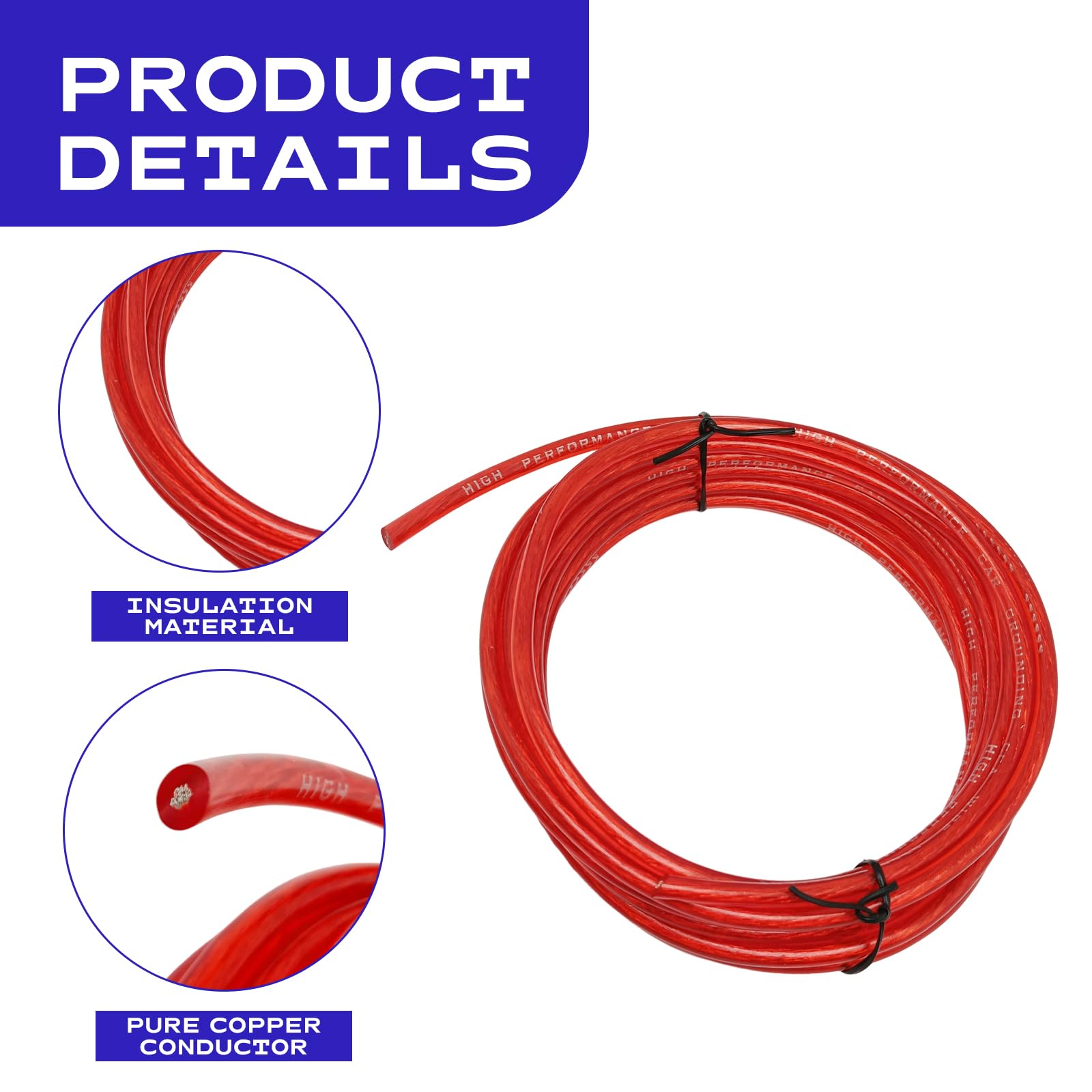 Cable Ampli Voiture, Car Audio Subwoofer Wire, Câble Fusible Costume, 10GA Câblage d'Ampli avec Kit, Amplificateur Cable, 4.5 Meter Kits de Fils de Caisson, Automotive audio Wiring Kit