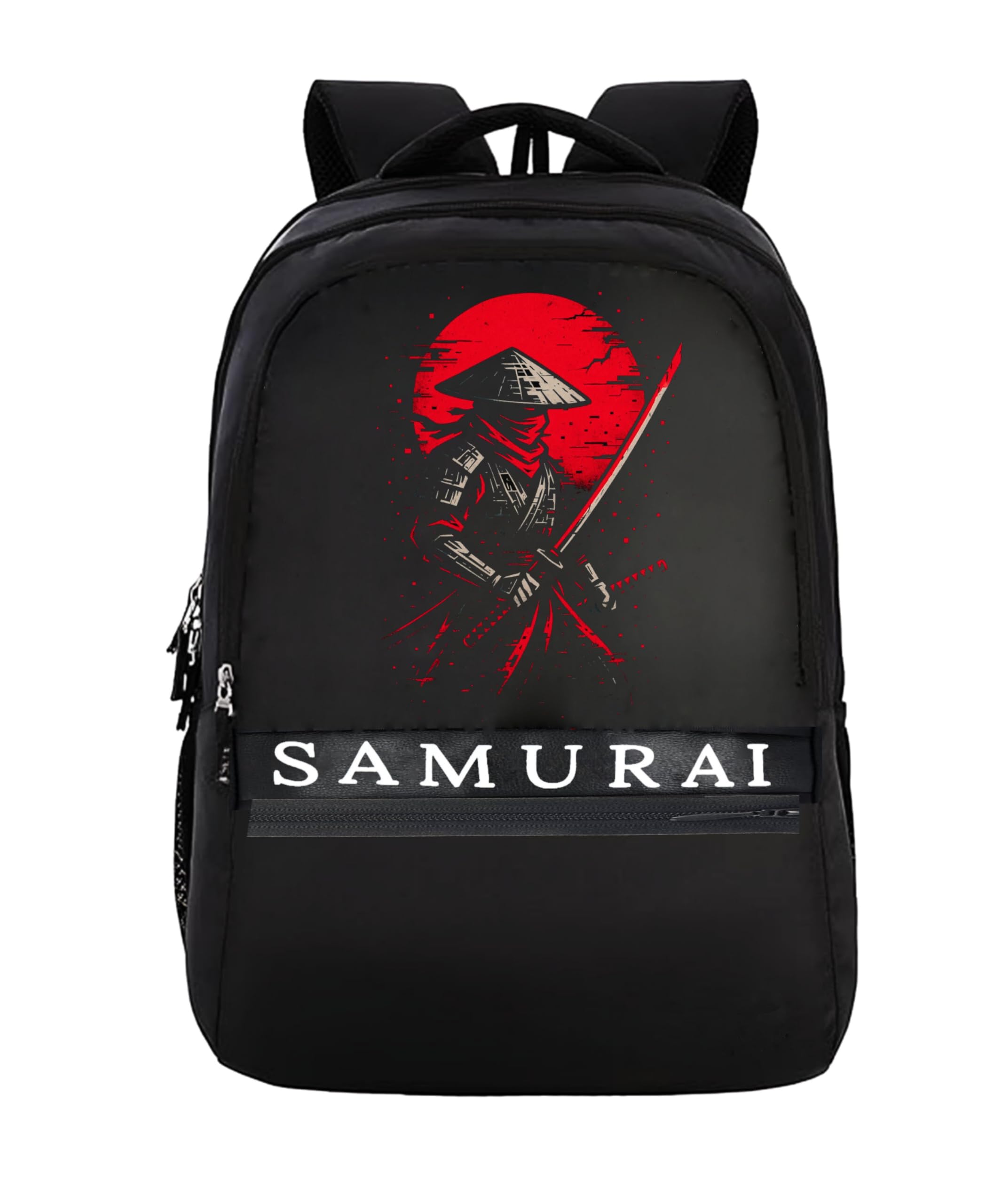 Samurai College School Backpack Bag for Boys Men | Laptop Bagpack for Man | 3 Zips Stylish And Trendy Bags for Students use with Laptop Compartment & Small Pockets inside (Black & Red)-image-6