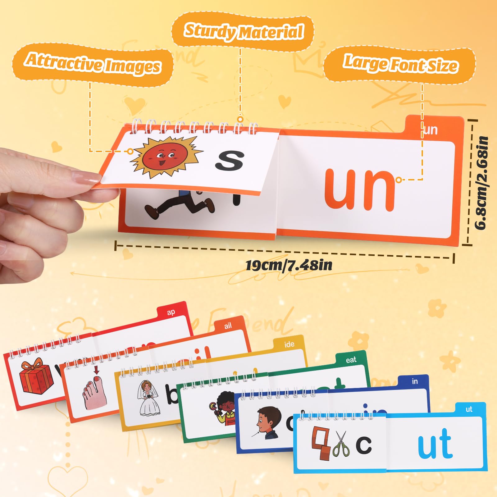 30 Read and Rhyme Flip Books, Word Families Flash Cards, Reading And Rhyming Words Abc Vocabulary Flash Cards, Educational Reading Word Books for Toddlers & Classroom Teaching