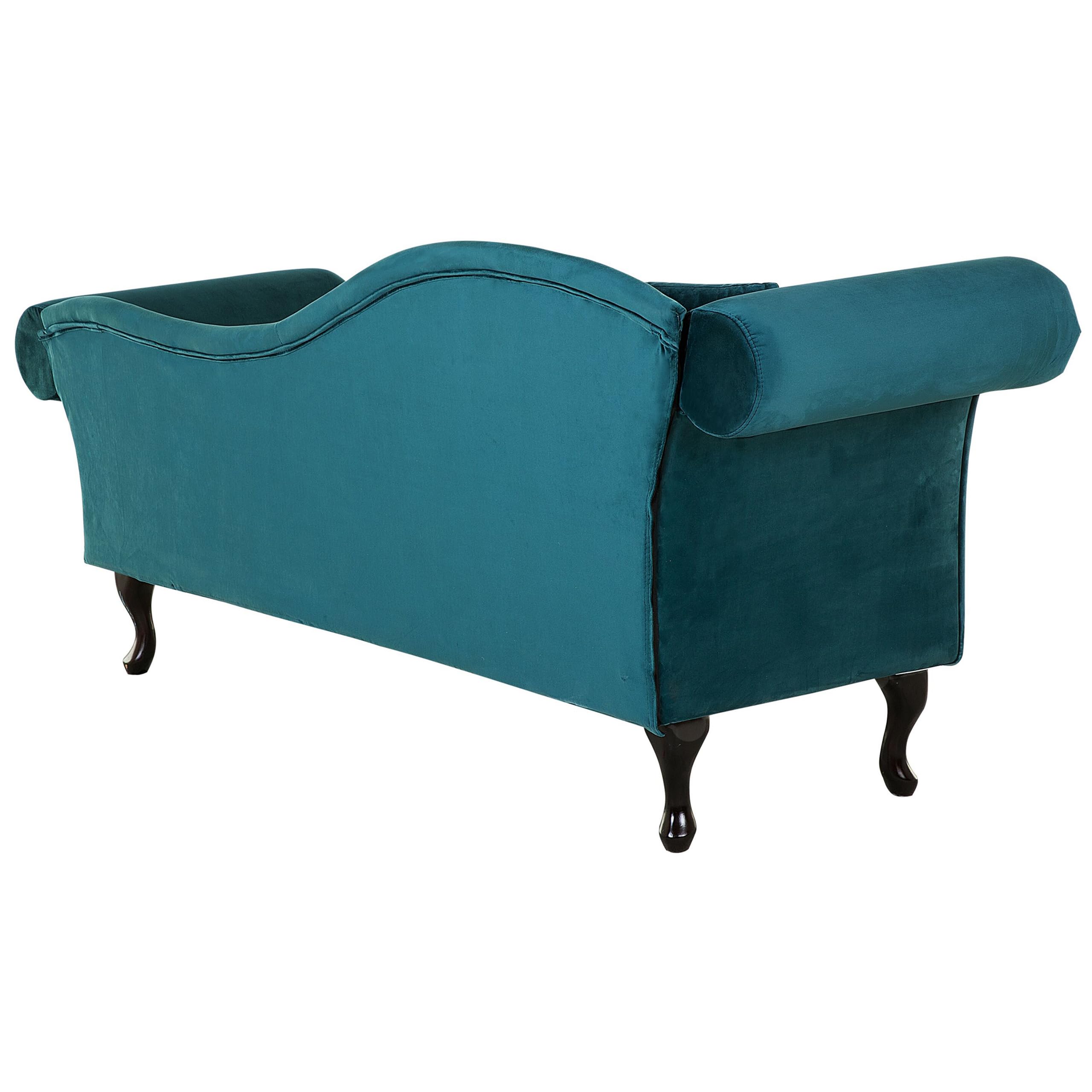 Beliani Chaiselongue Samt blau grün Links gesteppt mit Kissen Chesterfield-Stil Lattes
