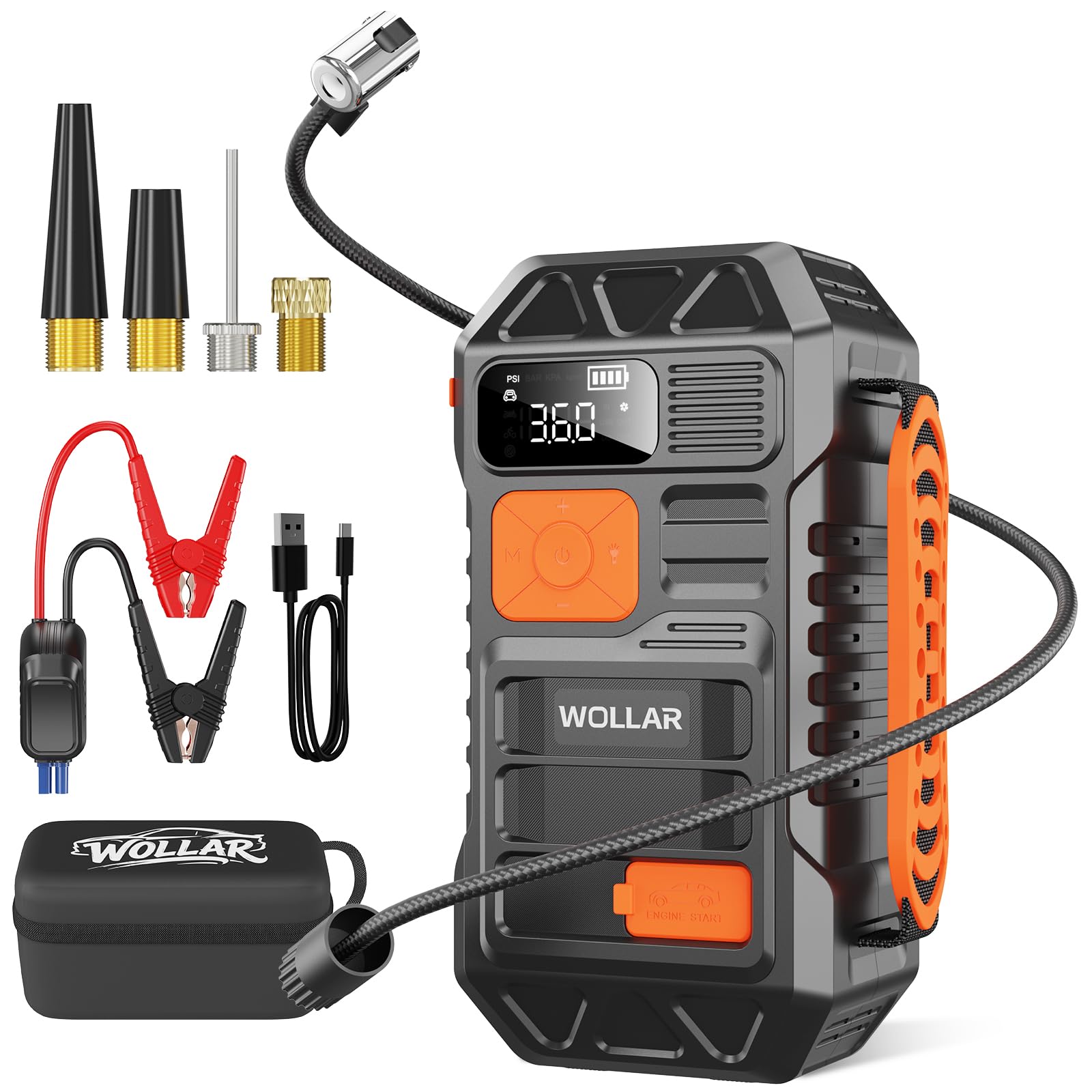 4000A Jump Starter with 160PSI Air Compressor - Car Battery Jumper Starter 88 8Wh Portable Tire Inflator 12V