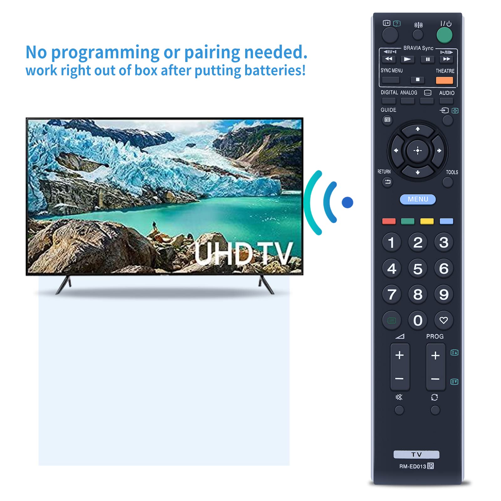 TCNOUMT RM-ED013 Remote Control Replacement for Sony Bravia LCD LED TV KDL-40L4000 KDL-40S4000 KDL-40U4000 KDL-40V4000 KDL-40V4210 KDL-40V4220 KDL-40V4230 KDL-46V4000 KDL-46V4210 - Image 4