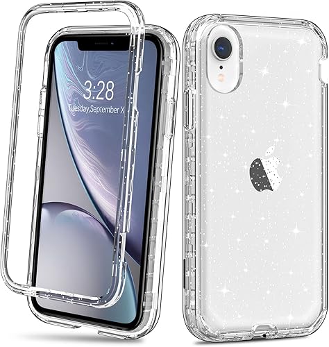 Miniatura 7 de Hython Funda para iPhone XR con purpurina bonita funda transparente con brillantina protección de grado militar híbrida resistente de policarbonato