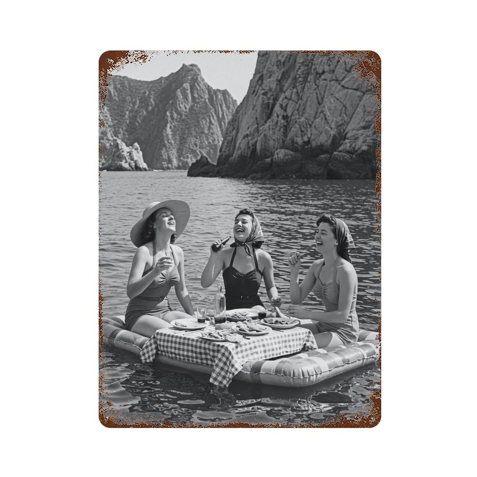 xiaoxiaoshen Picnic on Lake, Photography Prints1 Wall Decor Art Metal Tin Poster Modern Home Decor Art Home Bar Shop Decorations Vintage Sign 40x30cm