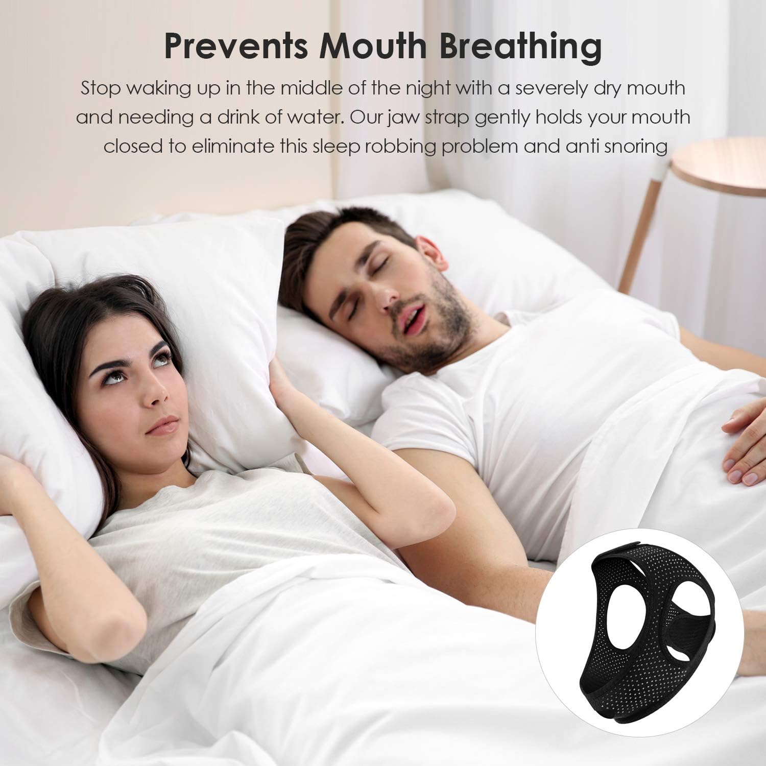 Chin Strap for Sleeping,Anti Snoring Chin Strap for CPAP Users,Don't Fade,Adjustable and Breathable Chin Strap-Keep Mouth Closed for Effectively Reduce Snoring,Skin-Friendly Comfortable Sleeping (1) - Image 2