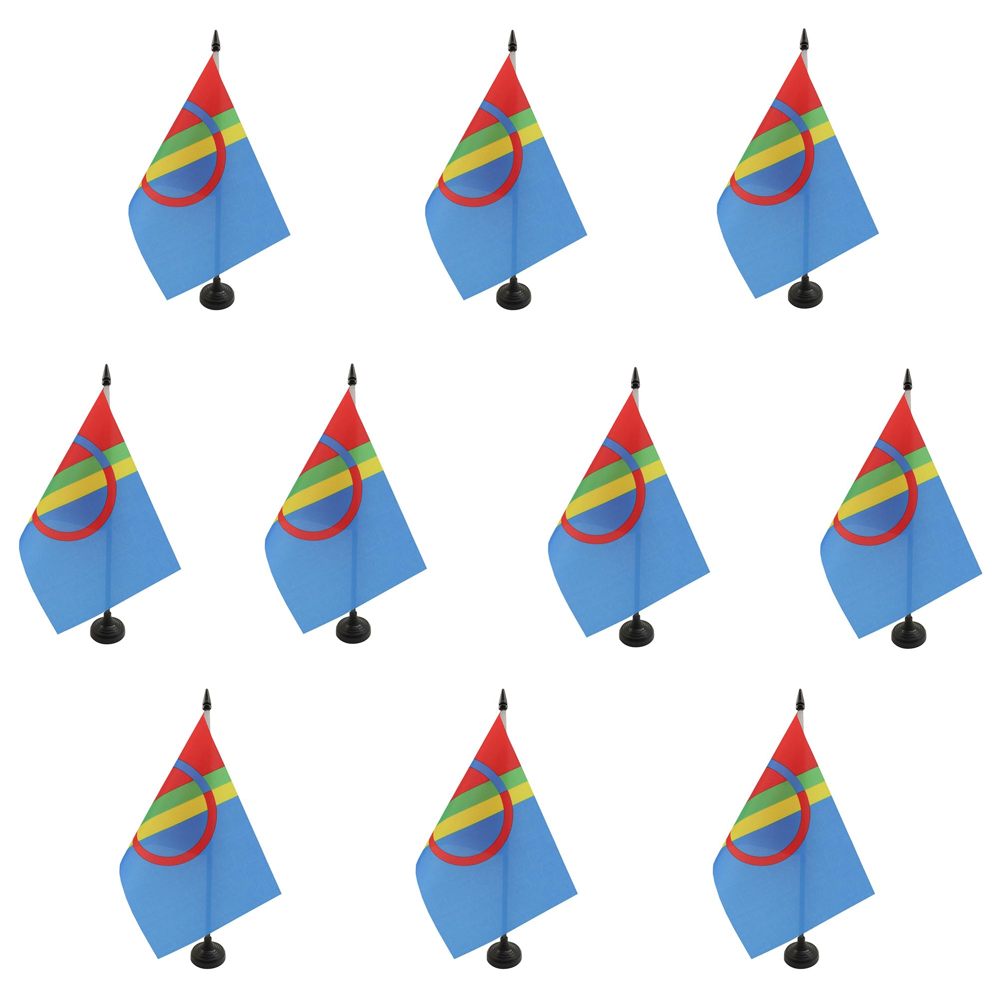 Drapeau Saami de table en polyester AZ FLAG avec socle noir résistant