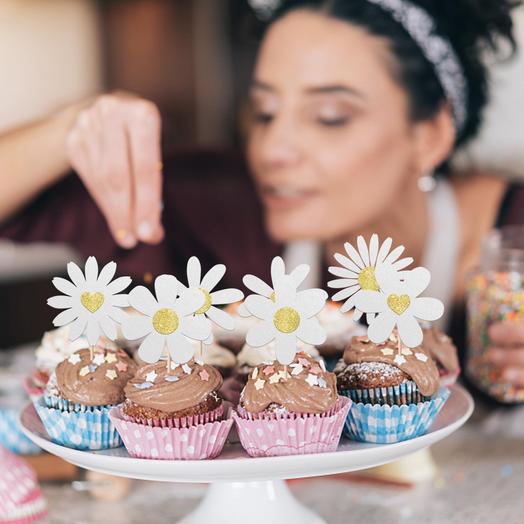 24 Adornos Para Cupcakes De Margaritas, Decoración De Tartas