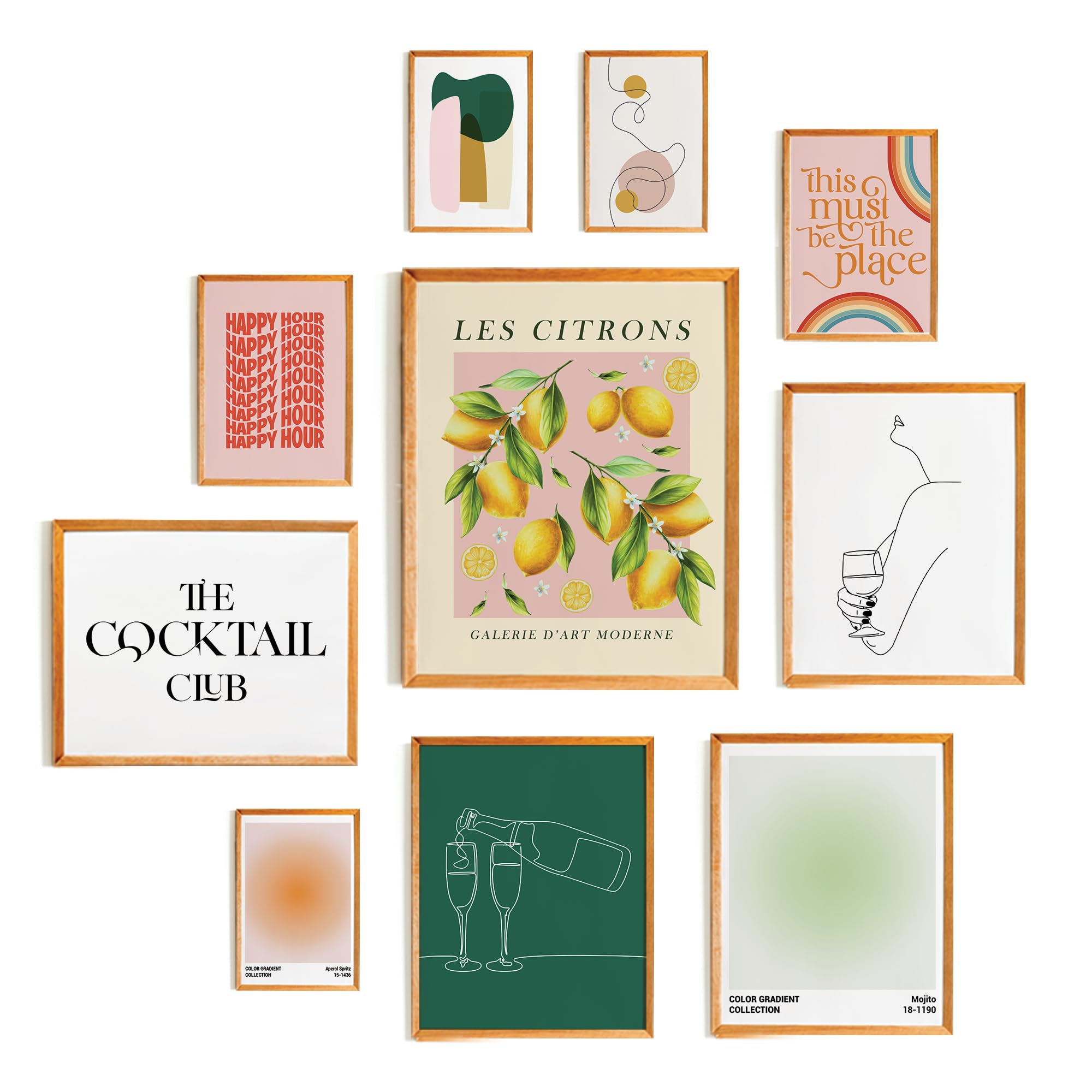 Bar Cart Decor Art Prints Set 10, Alcohol Pictures Wall Decor, Cocktail Poster, Bar Cart Art Colorful Kitchen Decor, Bar Cart Accessories, Bar Art Wall Decor, Happy Hour Picture(UNFRAMED)