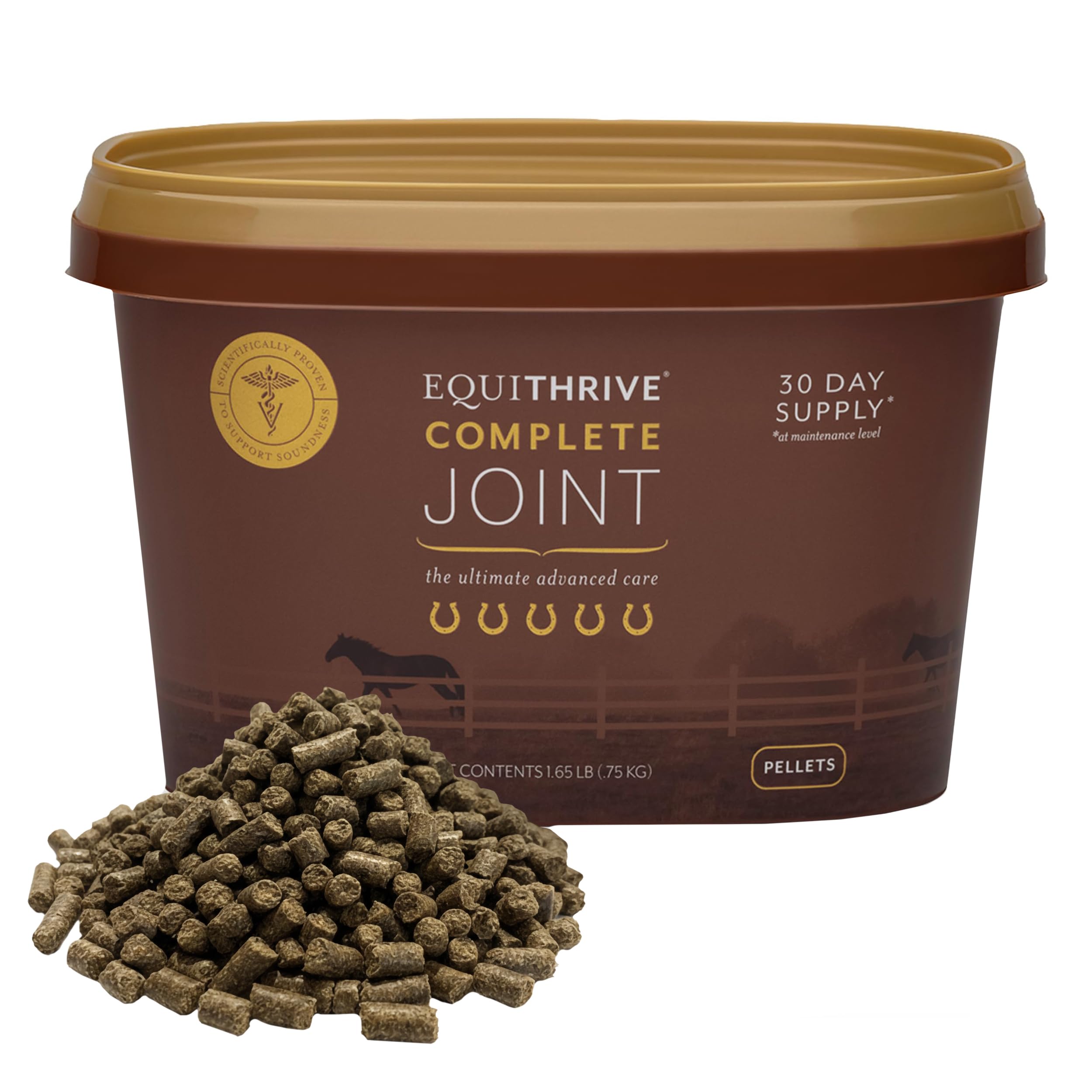Equithrive Complete Joint Supplement Pellets with Resveratrol, Glucosamine, Chondroitin, Hyaluronic Acid and MSM for Horses, 1.65 lbs