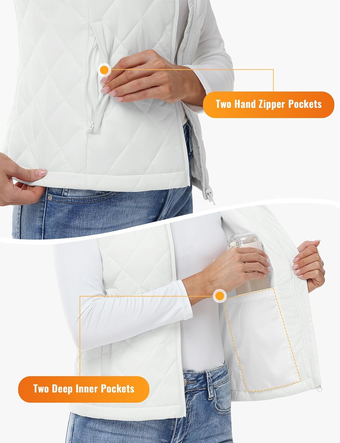 Rdruko Women's Quilted Puffer Vest Outerwear Lightweight Warm Sleeveless Winter Jacket Stand Collar Puffy Vests with Pockets - Image 5