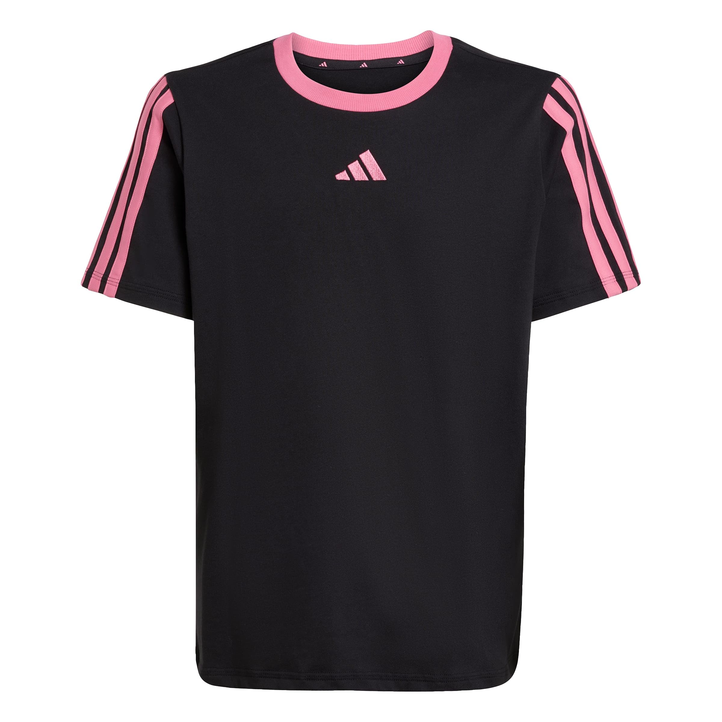 adidas Girl's Essentials Shirt, Black/Pink Fusion, 11-12 Years