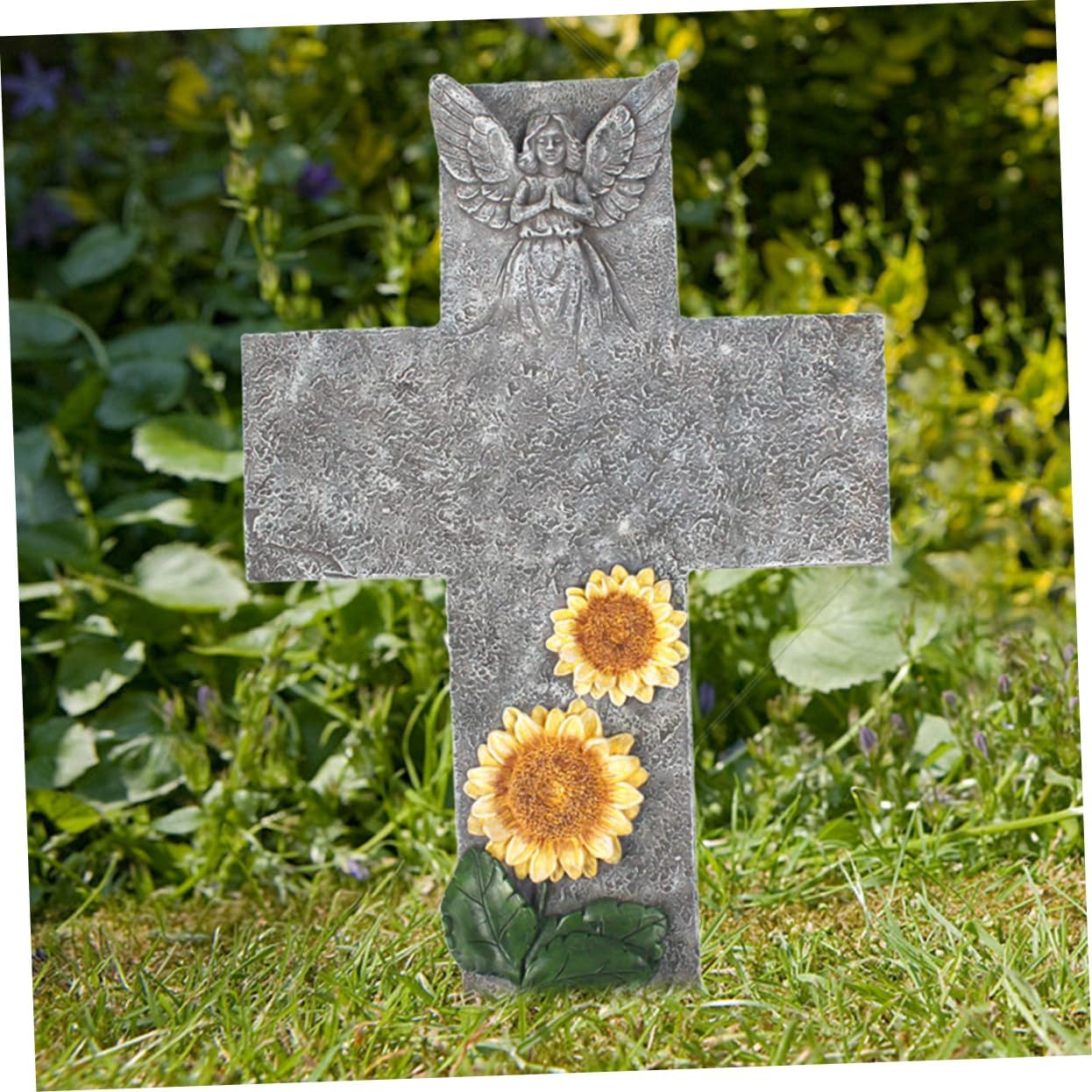 1セット向日葵デザインの十字架型墓碑 や墓地用メモリアルストー