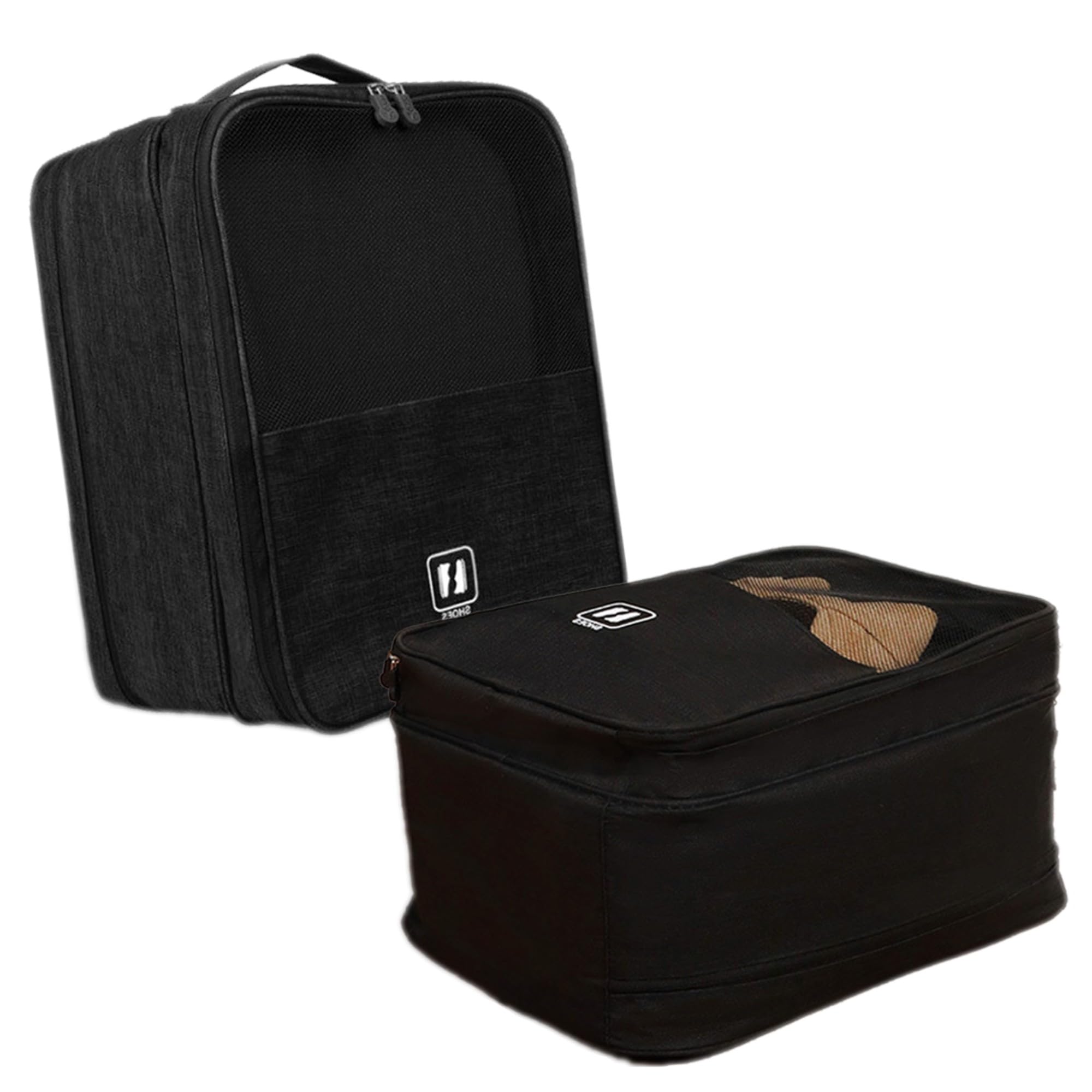 Borsa per scarpe da viaggio (35 x 26 x 21 cm), impermeabile, per scarpe, per trolley, da viaggio, con chiusura a strappo, colore: nero, Nero , Borsa per scarpe