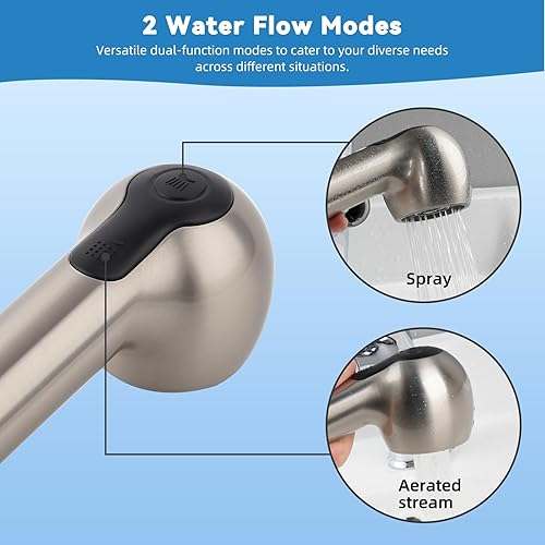 Miniatura 2 de Hibbent Cabezal de repuesto extraíble para fregadero, cabezal de grifo de fregadero de cocina de 2 funciones, cabezal de grifo de rosca G12 o 1316