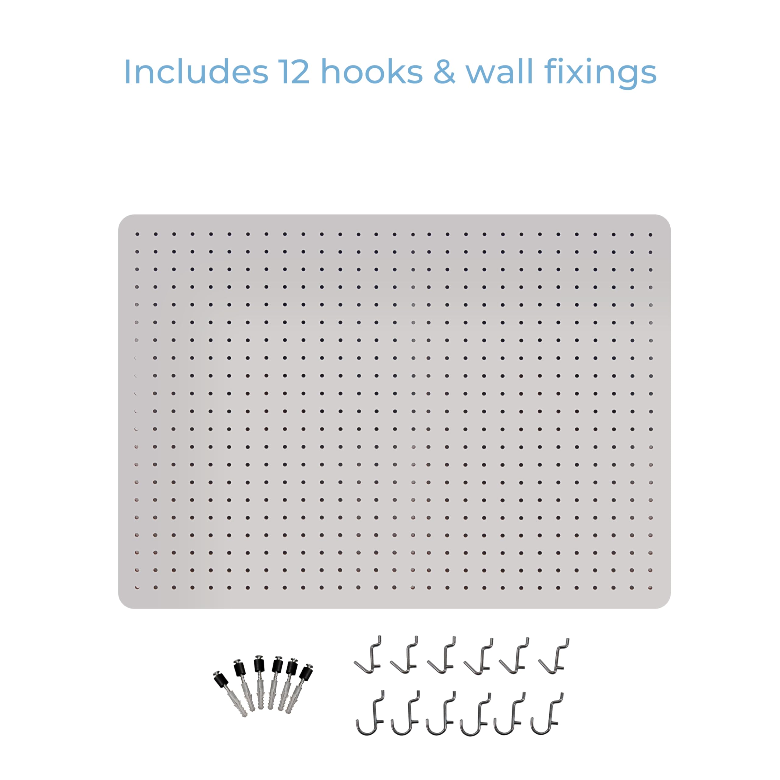 Cathedral Products Peg Board with 12 Hooks - White - 76x56cm - Image 4