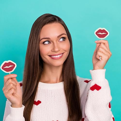Miniatura 8 de Fruidles Paleta de labios rojos para el día de San Valentín, piruleta en forma de labio blanco con labios rojos, caramelo envuelto individualmente