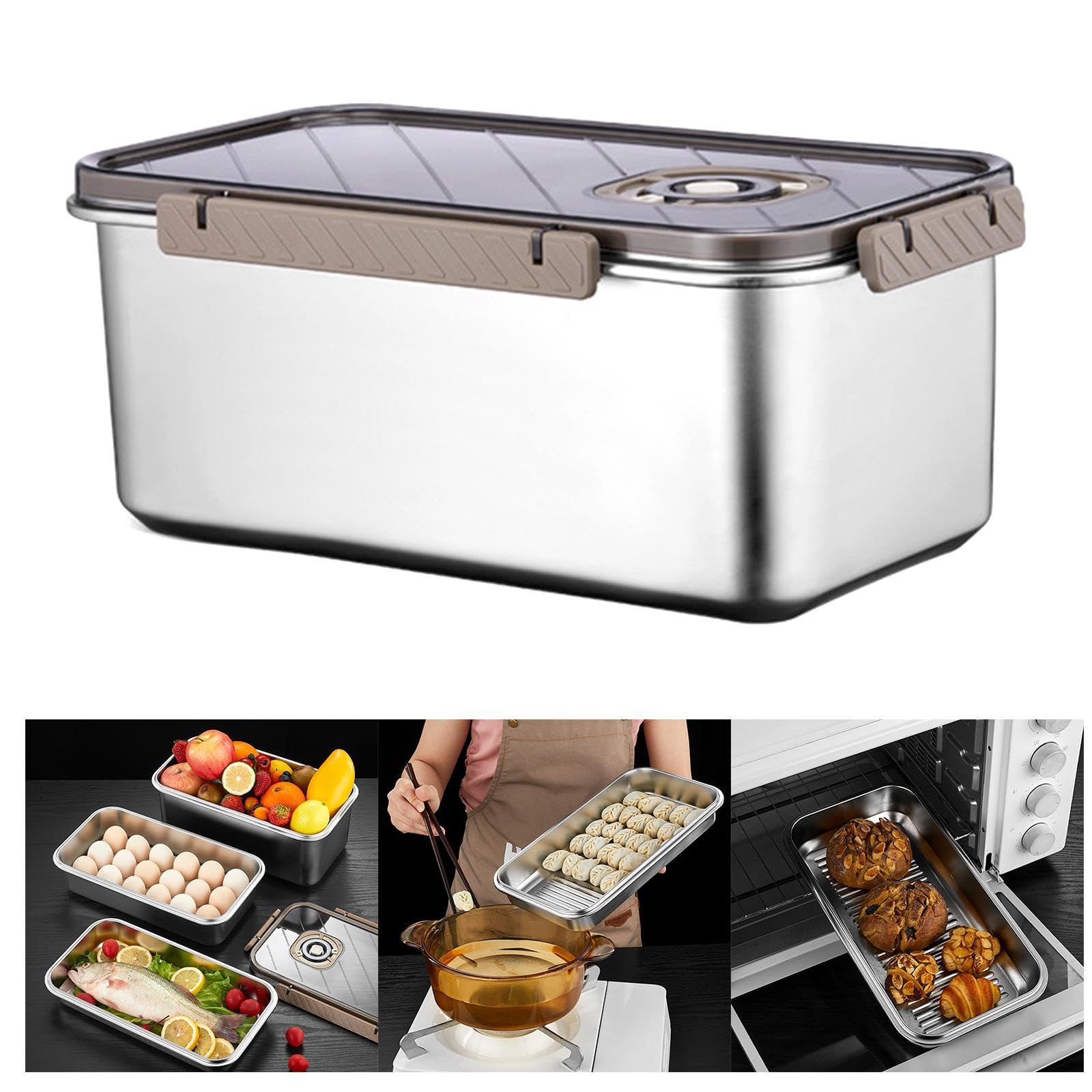 Caja de Almacenamiento de Alimentos, Caja de Almacenamiento de Alimentos, Organizador para Nevera con Tapa, Contenedor de preparación para encimera, Multi, 3,5 L (Multi 5,8 L)