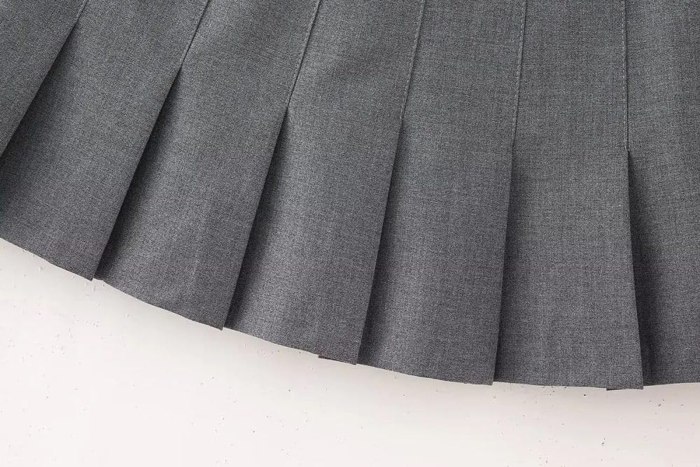 SWEPER Jupe Courte Femme - Printemps Court Femmes Jupe Plissée Fermeture Éclair Taille Haute A-Ligne Décontracté Femme Mini Jupe