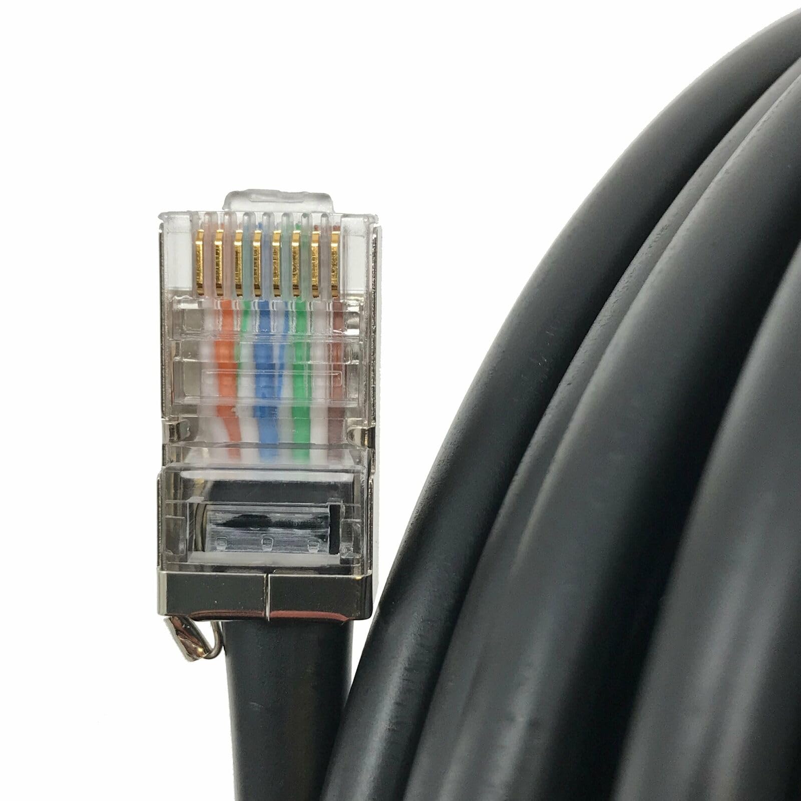 Conjunto de cable Ethernet Cat5e blindado para exteriores de 10 pies con conectores TOUGHCable, resistente a los rayos UV, entierro directo, cable de tierra