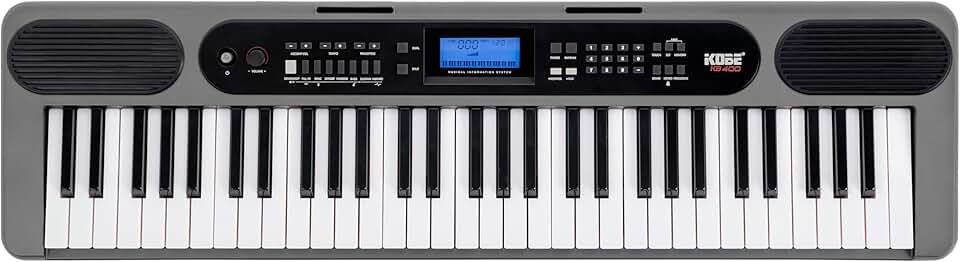Teclado Musical Kobe Kb-400 5/8 61 Teclas Com Sensibilidade Conexão Midi Usb Entrada P/Pedal Sustain 500 Timbres