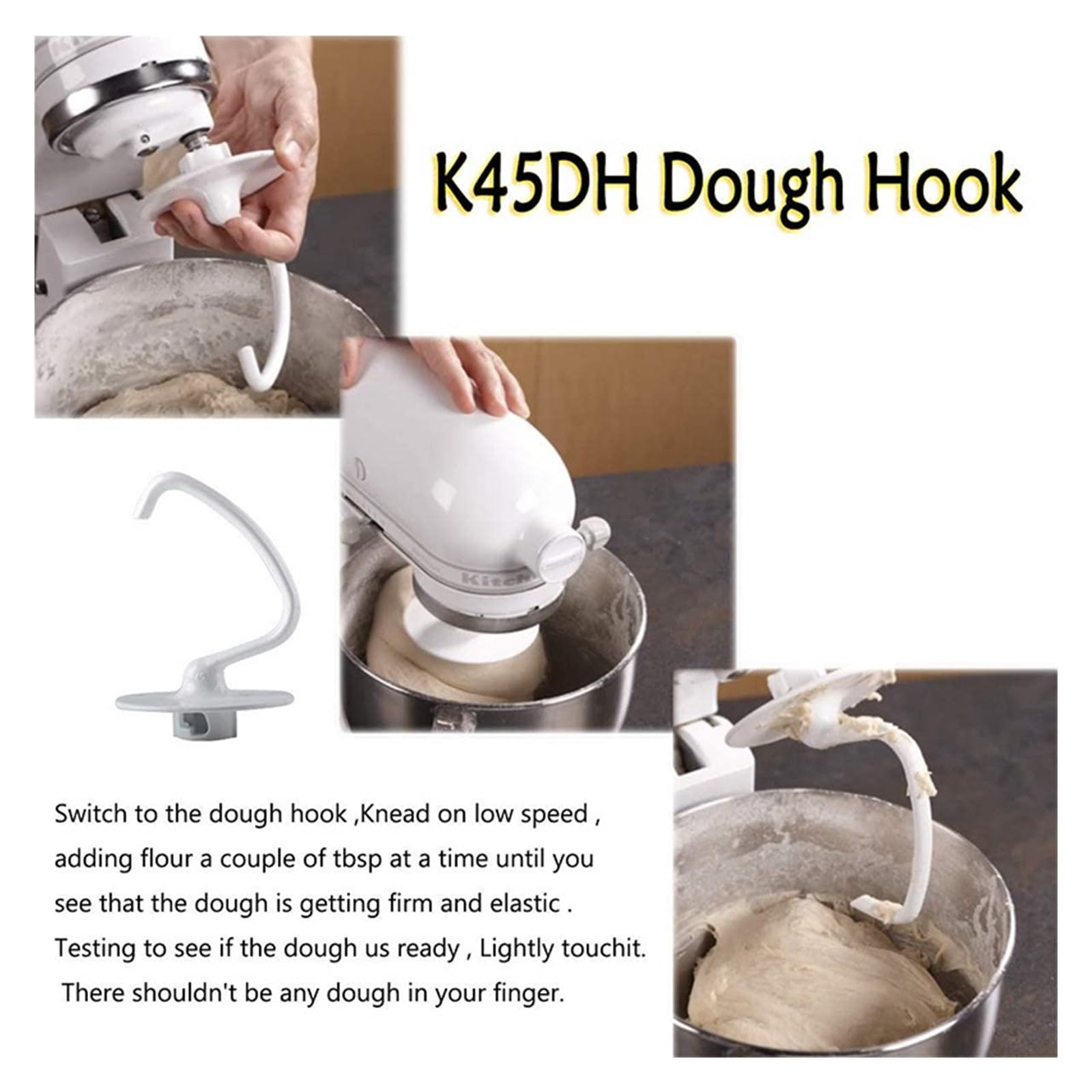 NieKe Repuestos for batidores, Accesorios for mezcladores de Repuesto for electrodomésticos de Cocina, compatibles con Gancho for Masa Kitchenaid K45HD