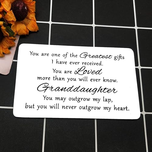 Miniatura 4 de Tarjetas de regalo para nieta, bisnieta, nieta, tarjeta de cumpleaños, de acero inoxidable, grabada con láser, tarjeta de billetera de acero