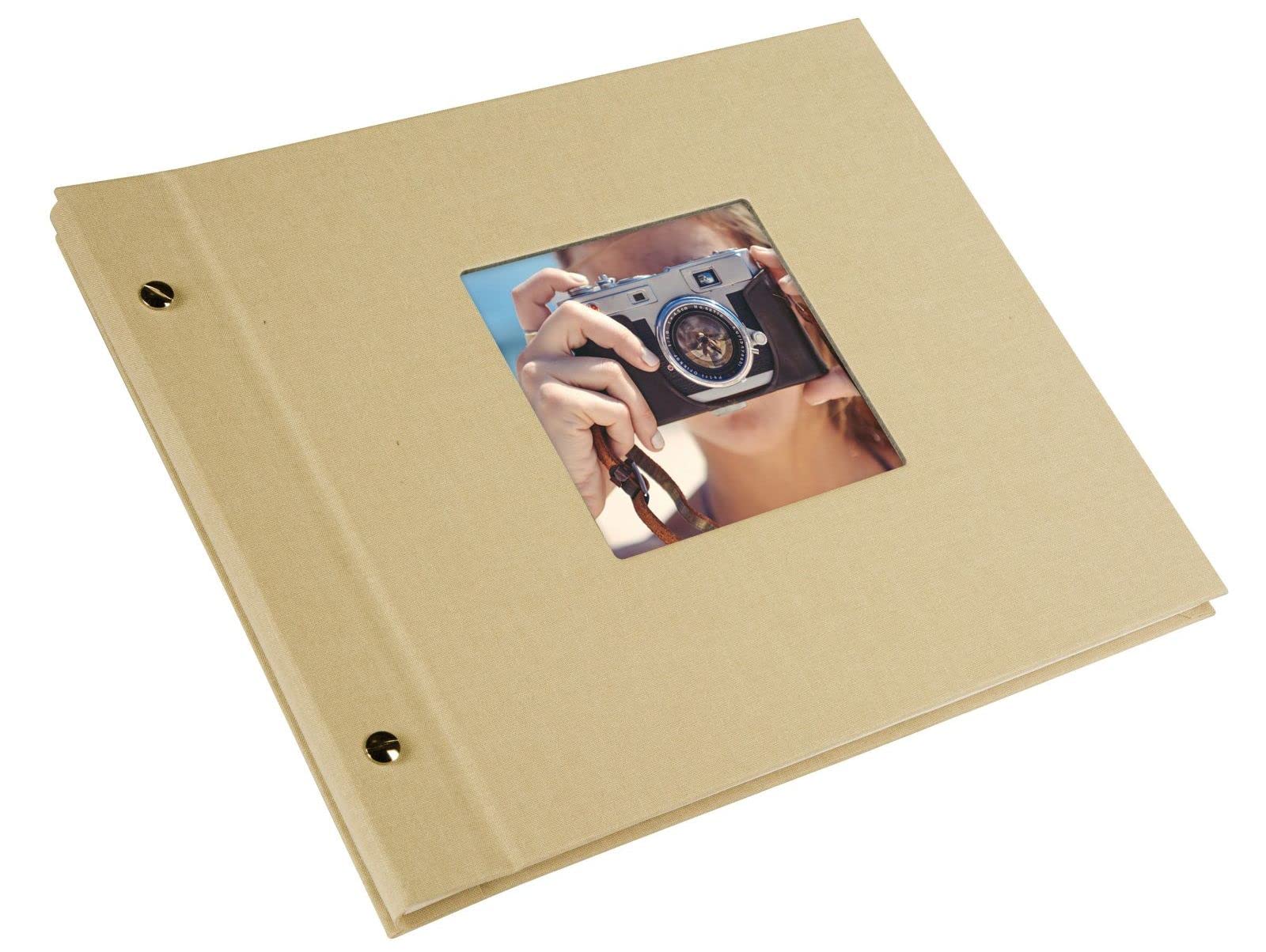 goldbuch Bella Vista 26 646 - Album fotografico a vite, 30 x 25 x 2 cm, 40 pagine bianche, copertina in lino, con finestra, colore: Marrone chiaro