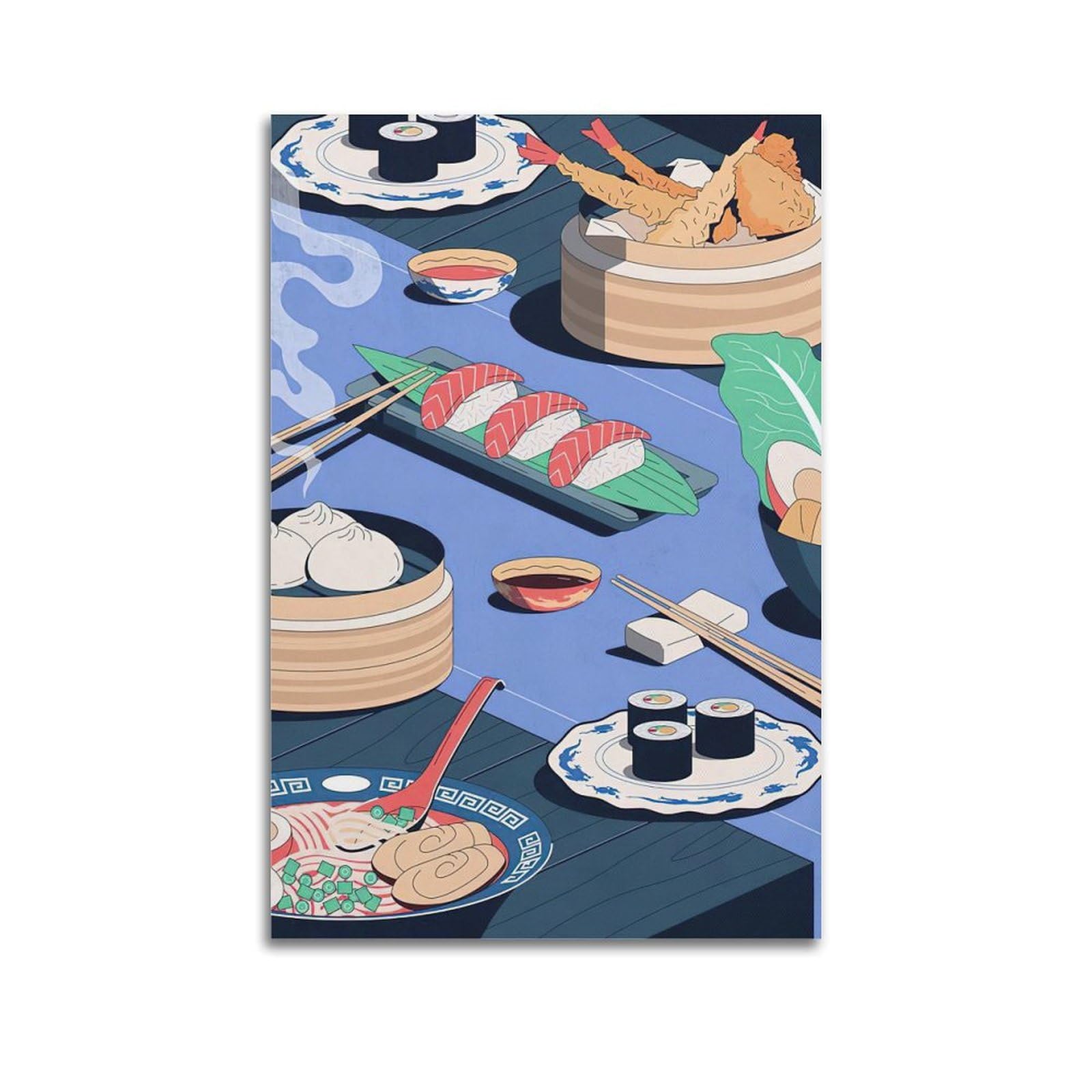 DLJGDS Vintage Poster Japanese Cuisine Decorative Painting Canvas Wall Posters And Modern Family Bedroom Decor 24x36inch(60x90cm)