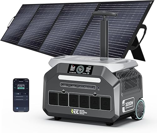 Estación de energía portátil IEE P3200 de 3200 W con panel solar de 200 W, generador solar de 2048 Wh, carga de CA de 1800 W, 4 salidas de CA, disponible en Yaxa Costa Rica