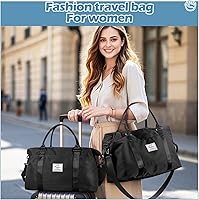 Vista 8 de Bolsa de viaje deportiva grande para gimnasio, bolsa de mano para mujer, bolsa de fin de semana, Negro -, Moda