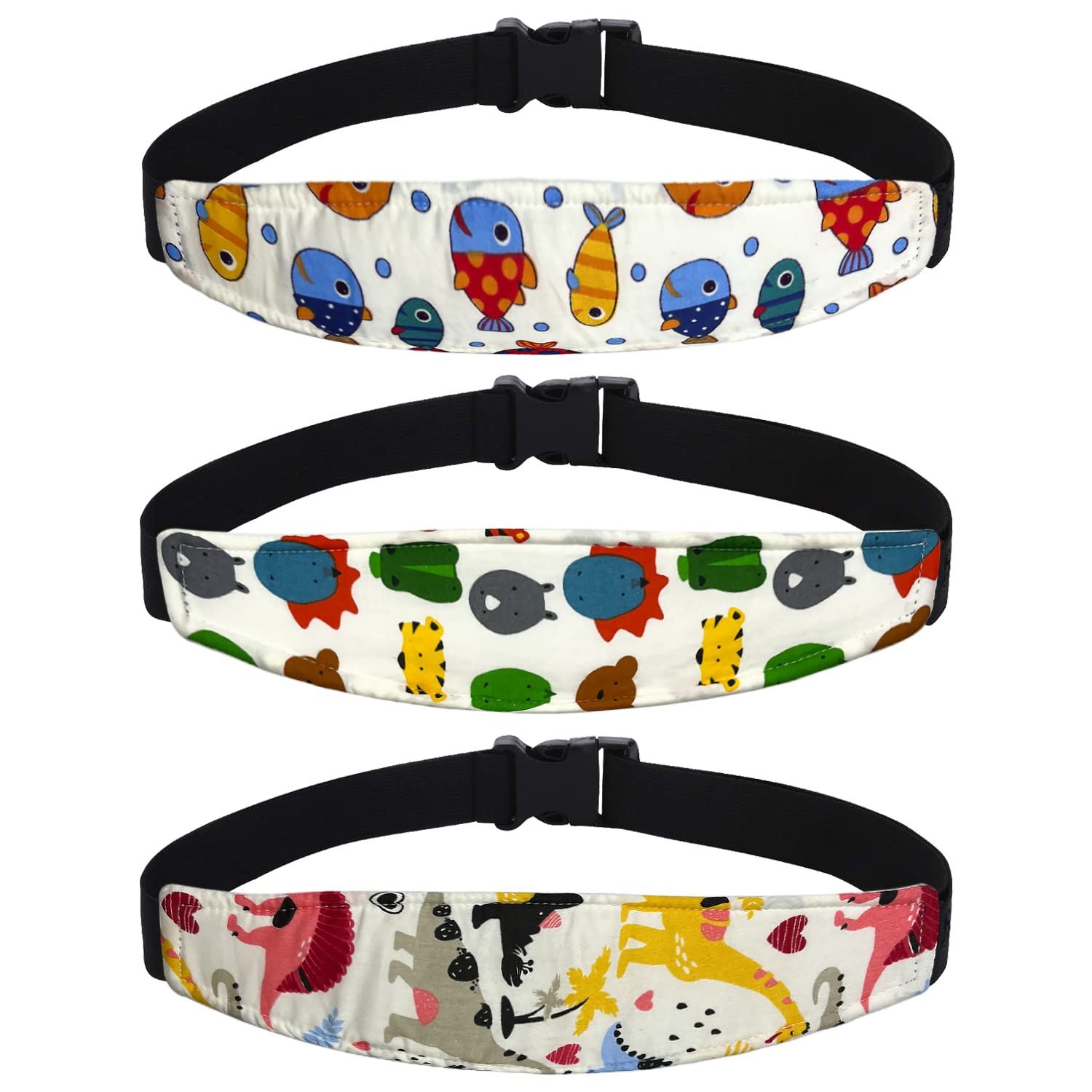 3 Pieces Baby Car seat Head Support Head Band Strap