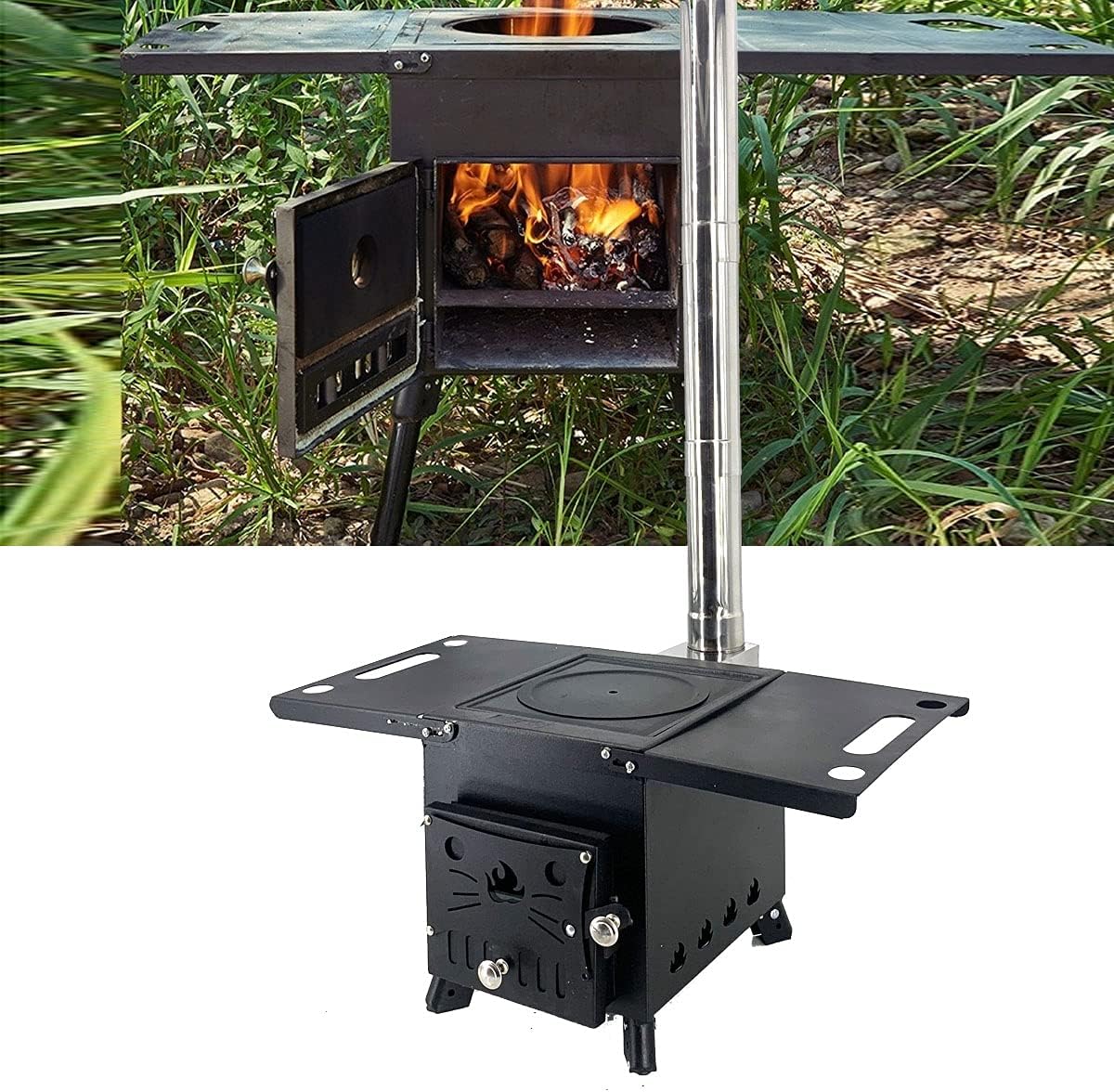 Zeltofen Tragbarer Holzofen Outdoor - Zusammenklappbarer Camping Ofen 55x39x34cm