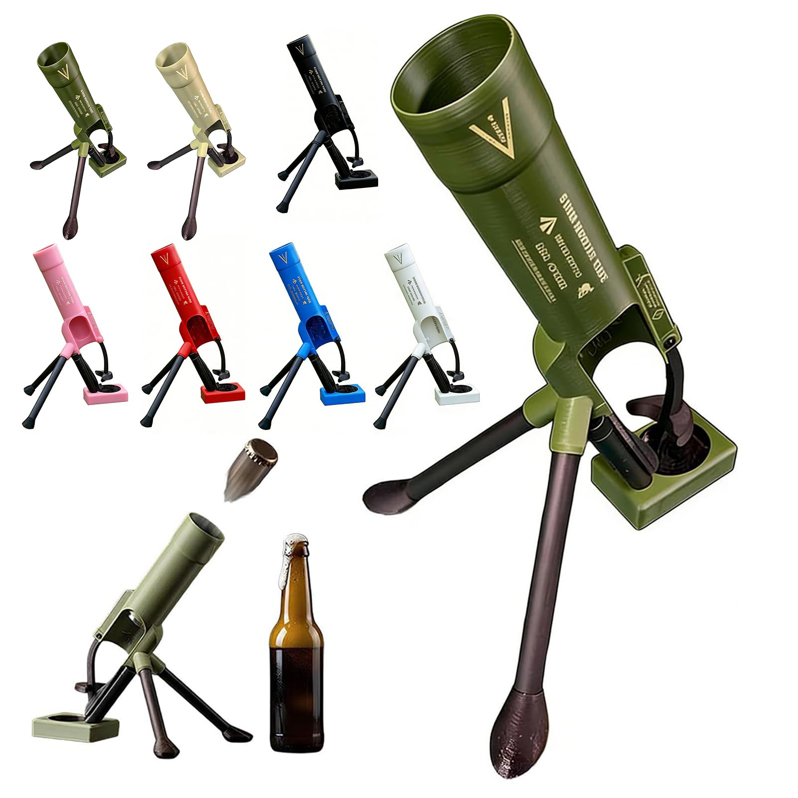 Apribottiglie per mortaio, Beer Bottle Opener tubo di apertura per mortaio, 51mm pesante tattico a mani libere, divertente apribottiglie di birra per bar, scrivanie, scaffali