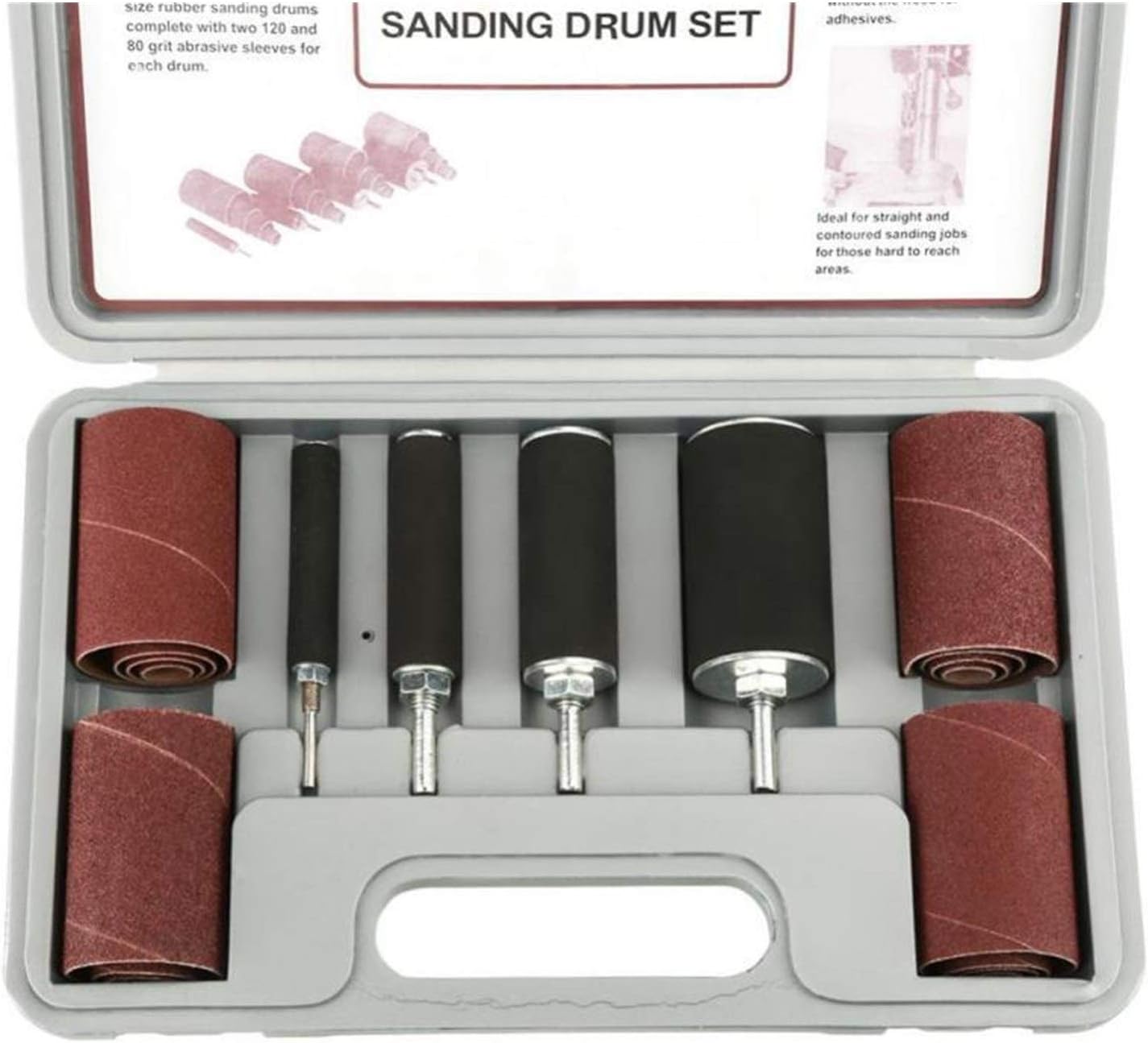 Grinding And Polishing Head Sanding Drum Set Drum Sander Kit Including Abrasive Sleeves Drum Rubber Mandrels For Drill Press Woodworking Kit 20pcs/set (Color : Black, Grit : 400, Size : M)