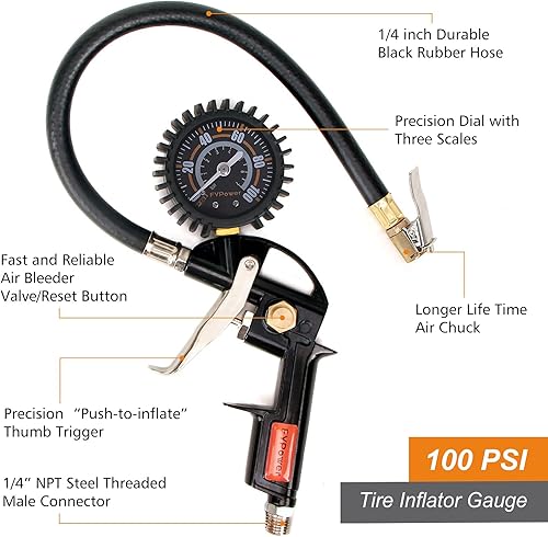 Miniatura 2 de Kit de 22 accesorios para compresor de aire, kit de manguera de compresor de aire de polietileno de retroceso de 1/4 pulgadas x 25 pies, accesorios