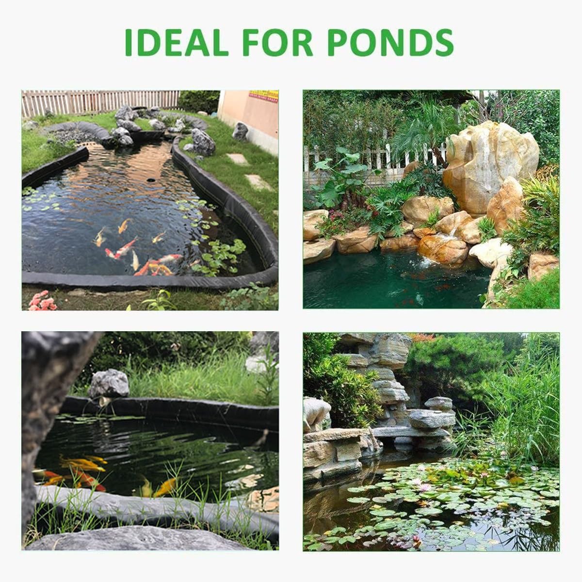 Telo di Rivestimento per laghetto in PVC Nero Ispessito - Membrana paesaggistica Flessibile e Pieghevole Adatta per fontane, laghetti per Koi e aiuole da Giardino - Pieghevole, Resistente, 6