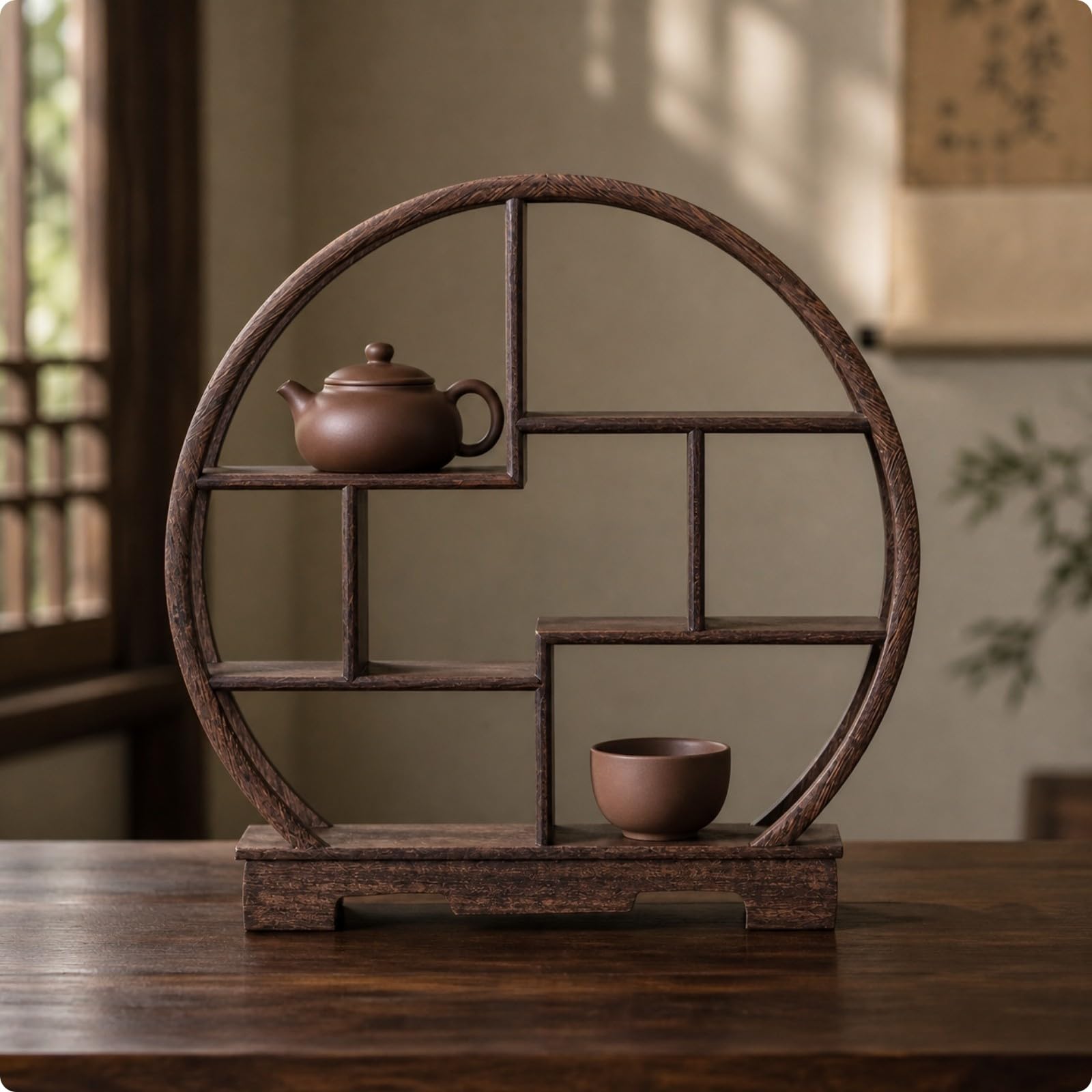 Baoblaze Présentoir en Bois Massif Noyer Foncé pour Vitrine Collection sur Bureau, Petit Pêche