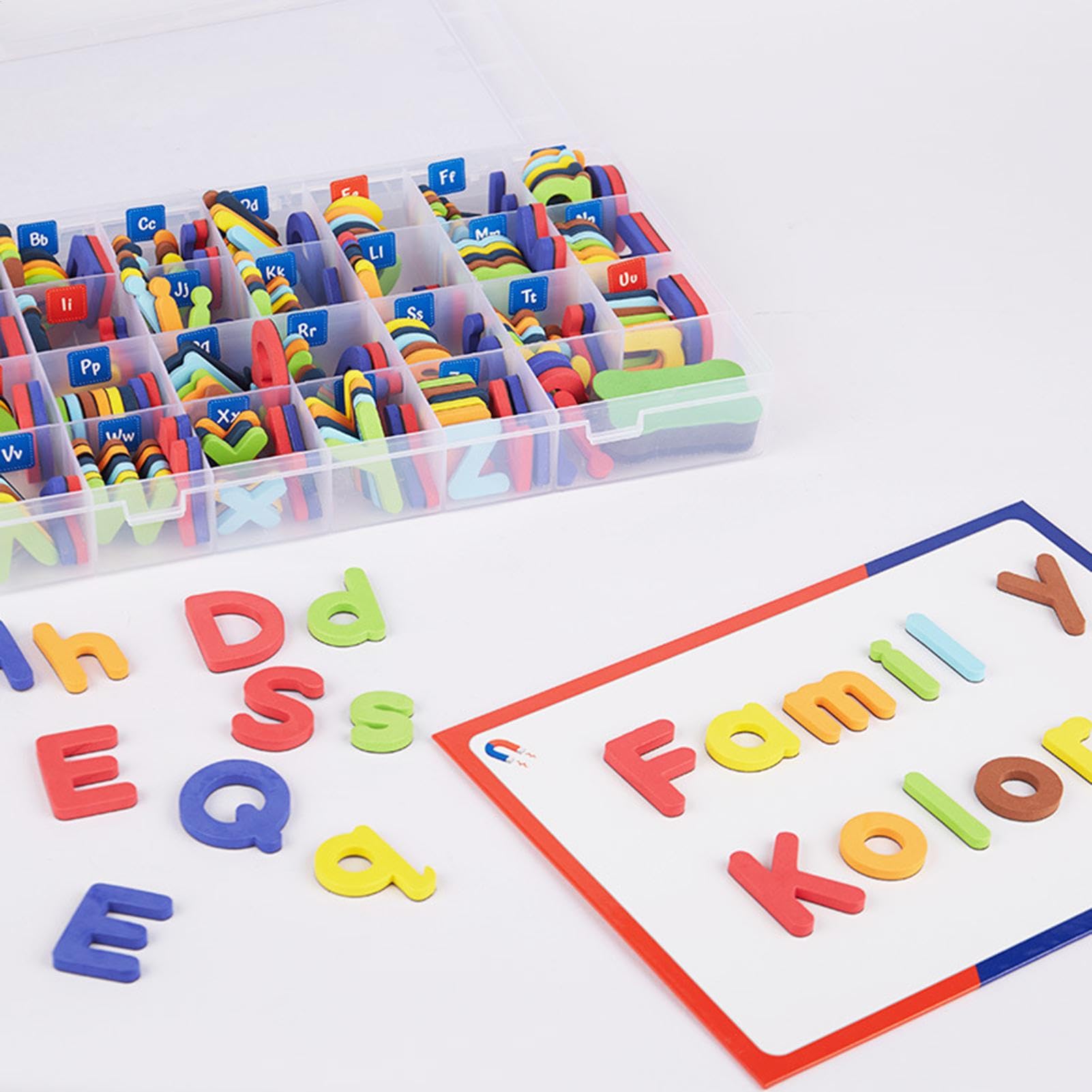 Kit di lettere magnetiche – lettere maiuscole minuscole colorate per | ortografia e apprendimento – Attività educative a casa per asili e giardini di domi