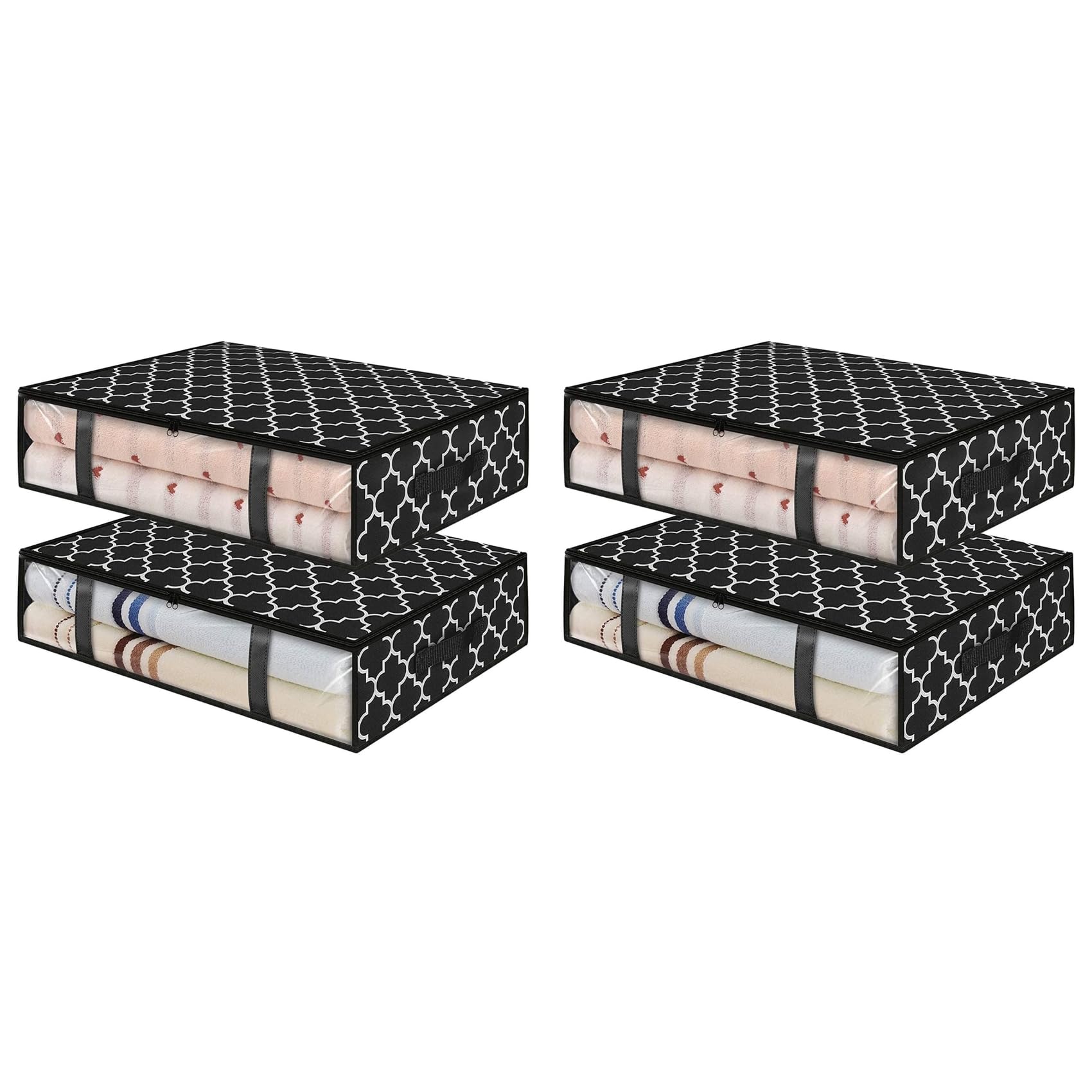 Hndhbfgrt Storage Bins, Under Bed Storage Containers, Foldable Clothes Storage Box, Storage Organizer, with Handles Clothing 4 Pcs
