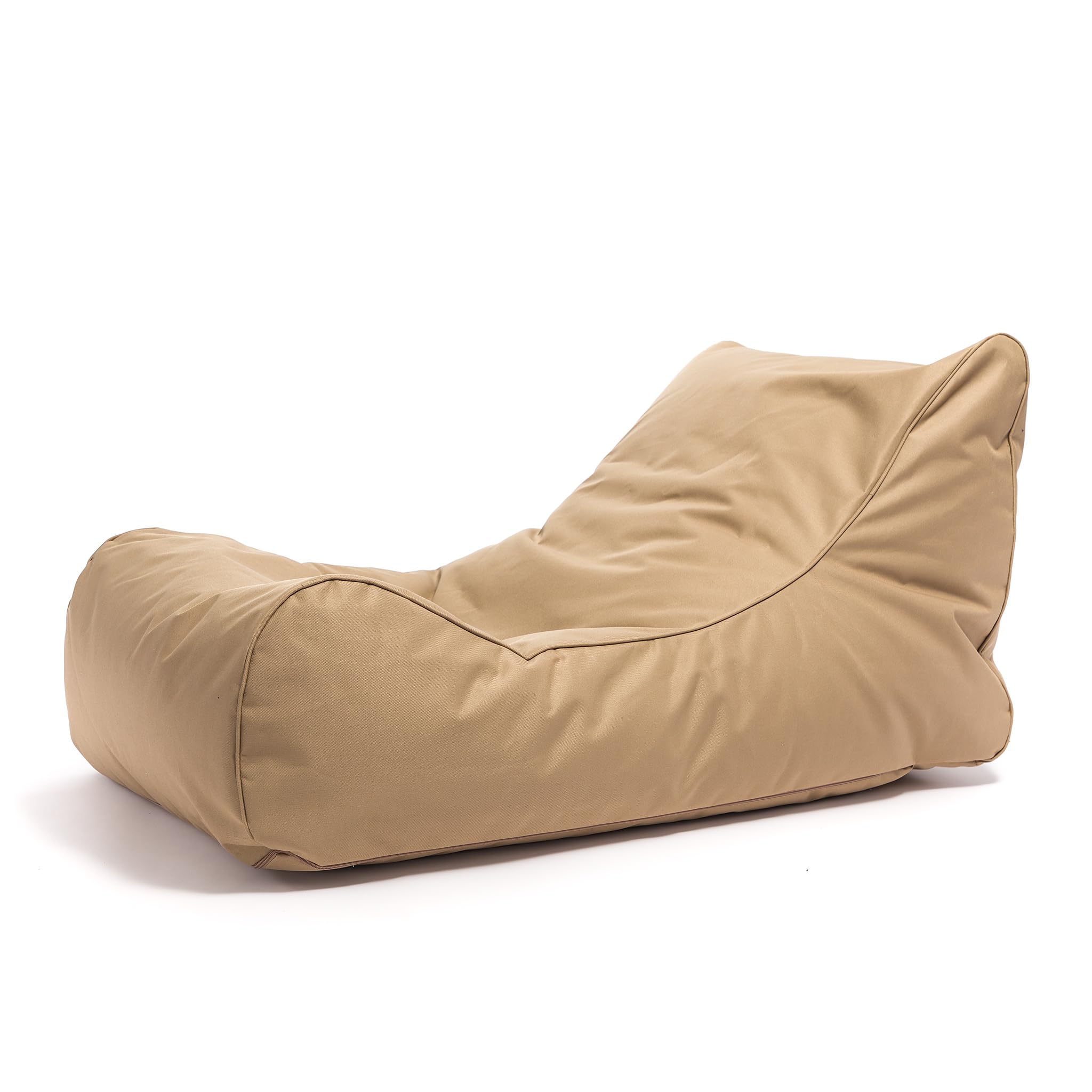Ecopuf Master Polyester Canapé Pouf Outdoor Chaise Longue avec Pochette de Rangement et Poignée 115x65x60cm Beige