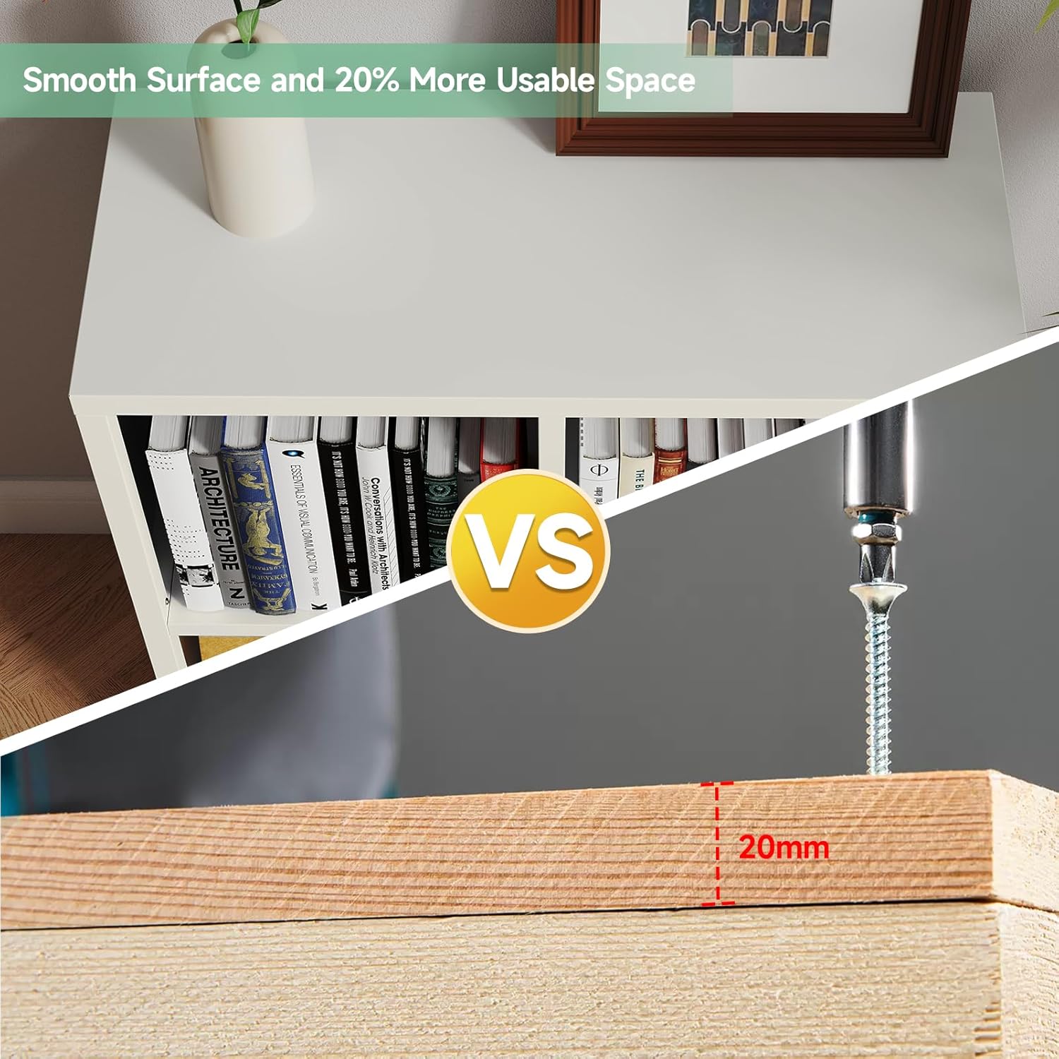 IRONMIX Metal 2 Cube Storage Organizer, Short White Bookshelf with Storage Cabinet, Narrow Nightstands, Modern Cube Storage Shelf Slim Bedside Table for Small Places, Living Room, 15 min Assembly