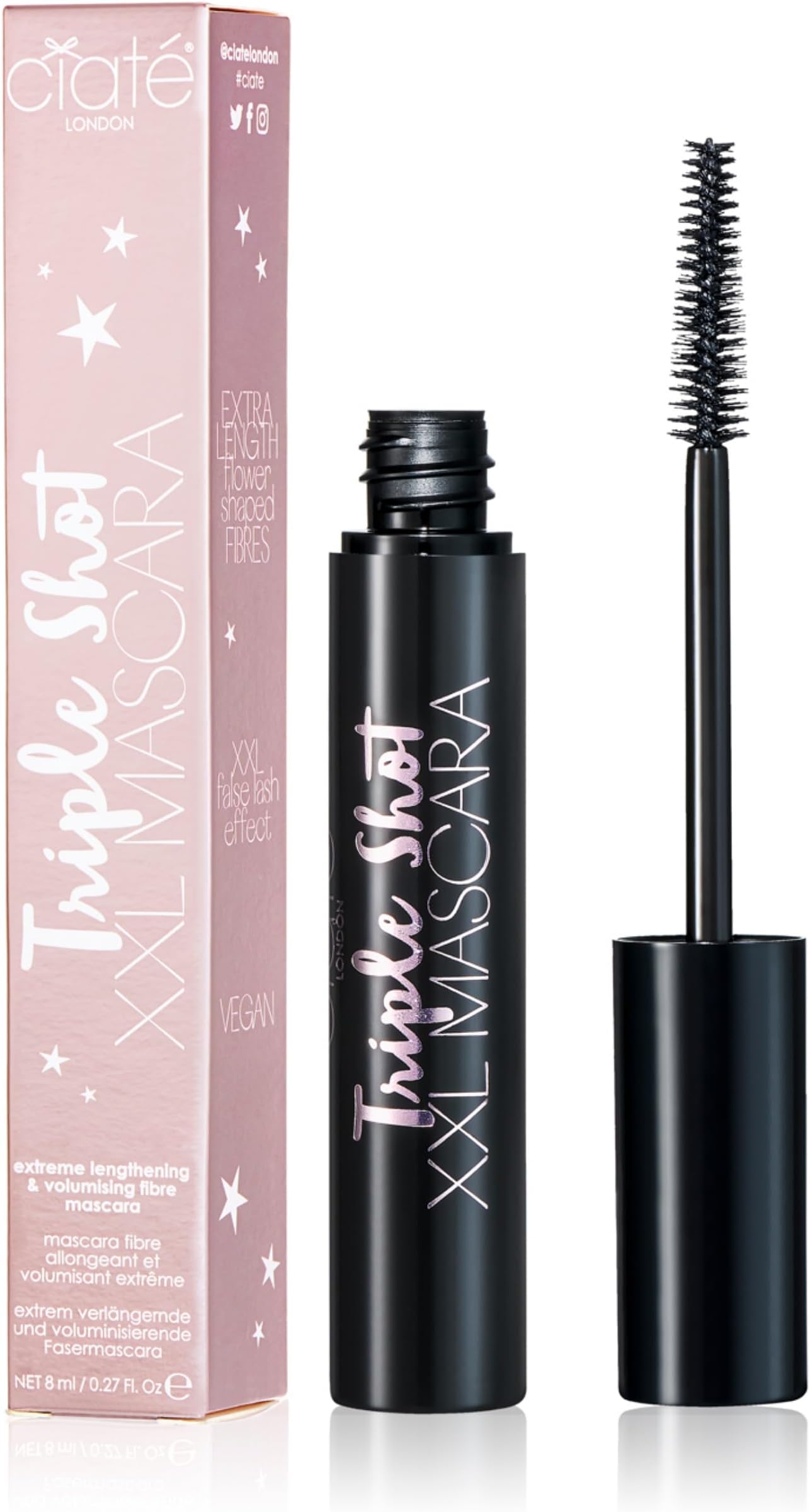 Ciaté London Triple Shot XXL Volumising Black Mascara, Extreme Lengthening Effect