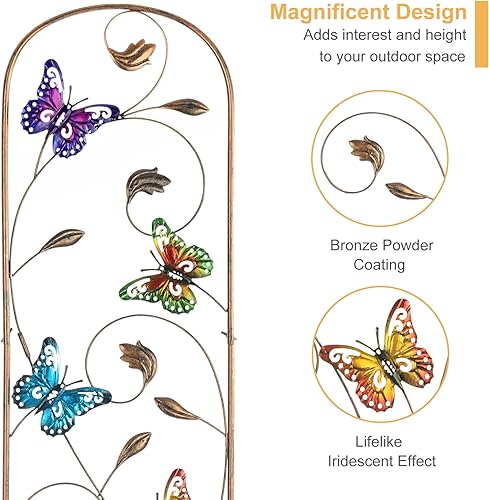 Miniatura 9 de LEWIS&WAYNE Paquete de 2 enrejados de metal para jardín con libélula colorida de 60 pulgadas de alto, decoración al aire libre, enrejado de valla